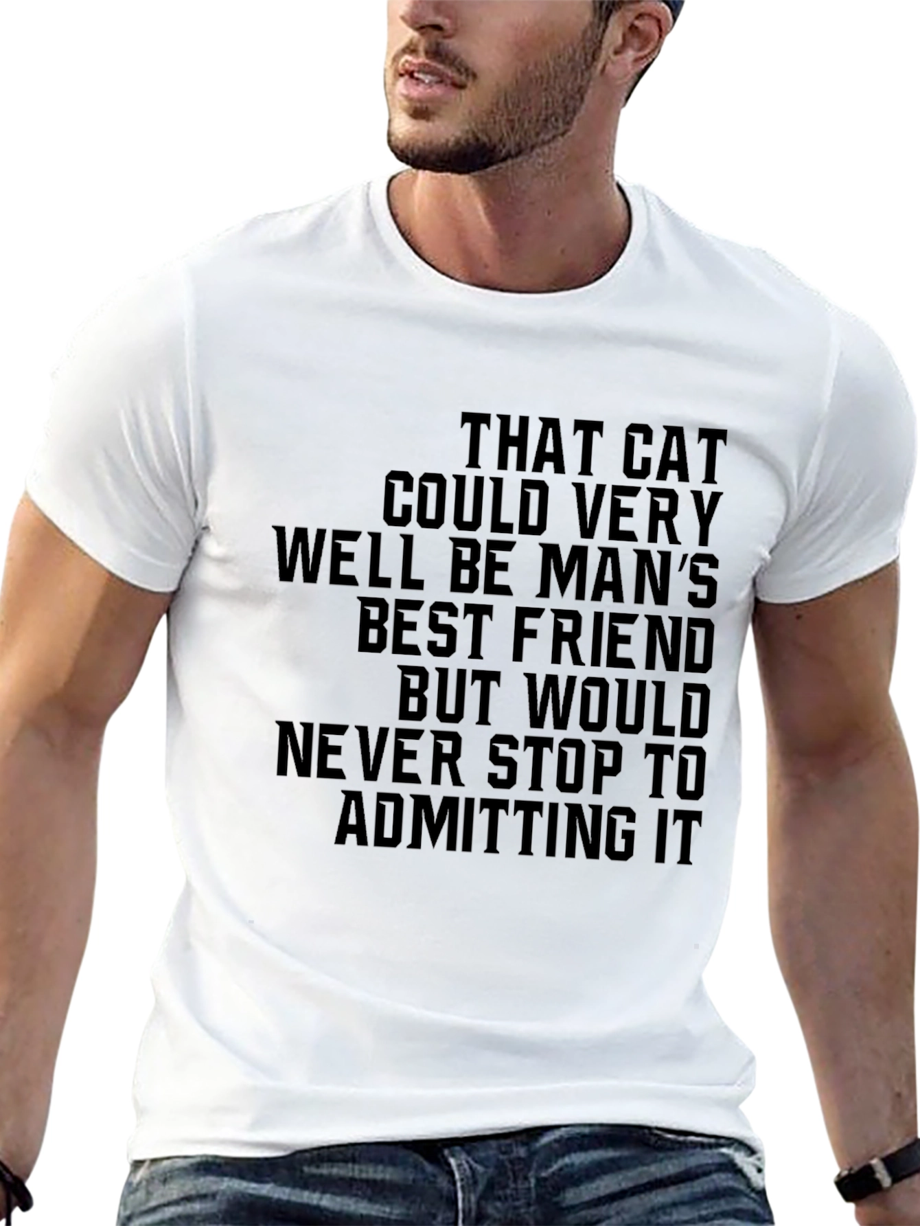 Black Funny Cat Lover T-Shirt - That Cat Could Be Man's Best Friend view 13