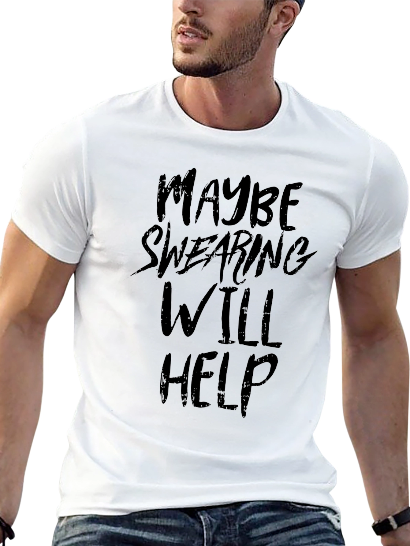 Black Maybe Swearing Will Help - Graphic Tee view 13