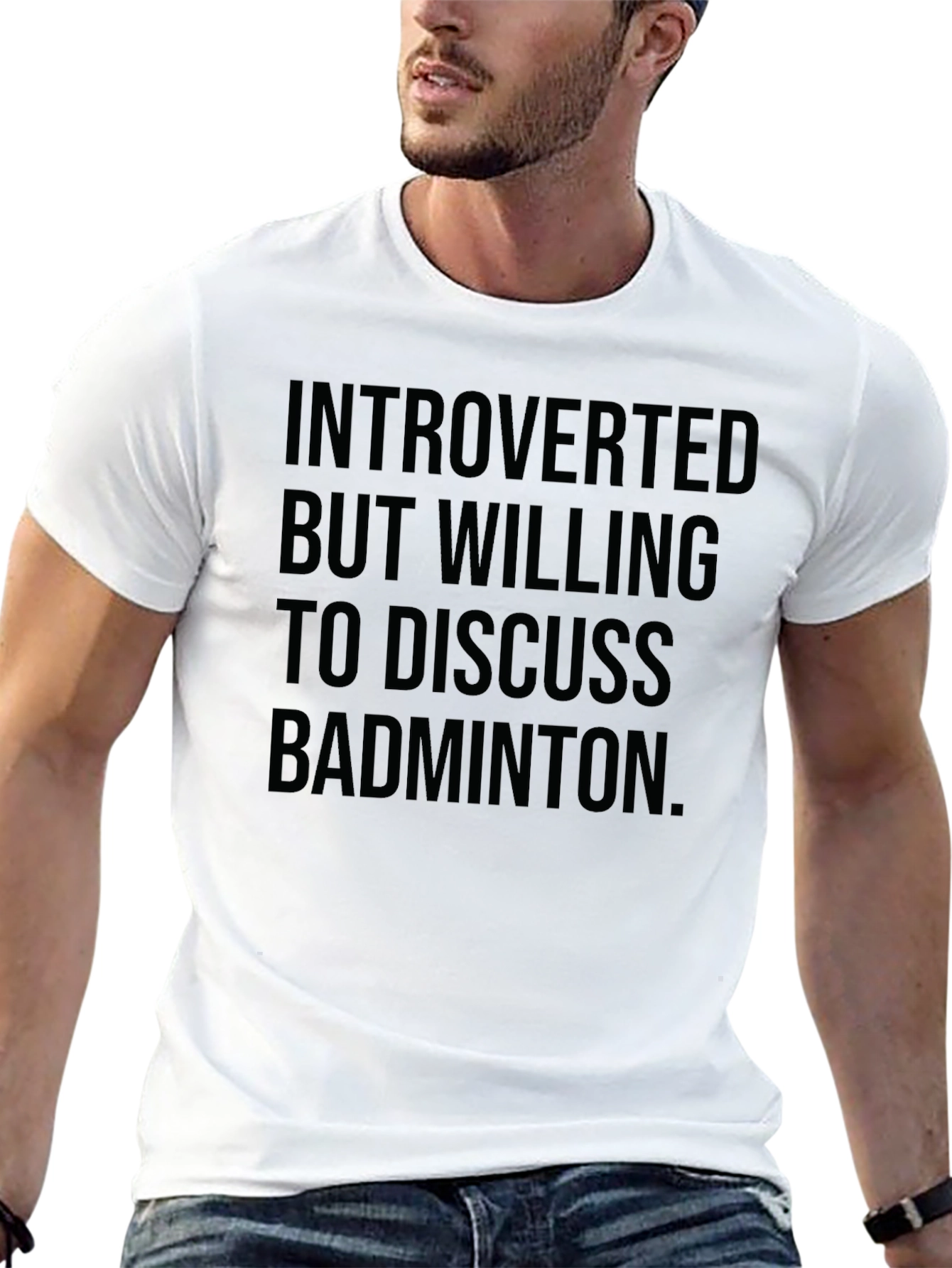 Black Introverted Badminton T-Shirt - Funny Badminton Lover Tee view 13