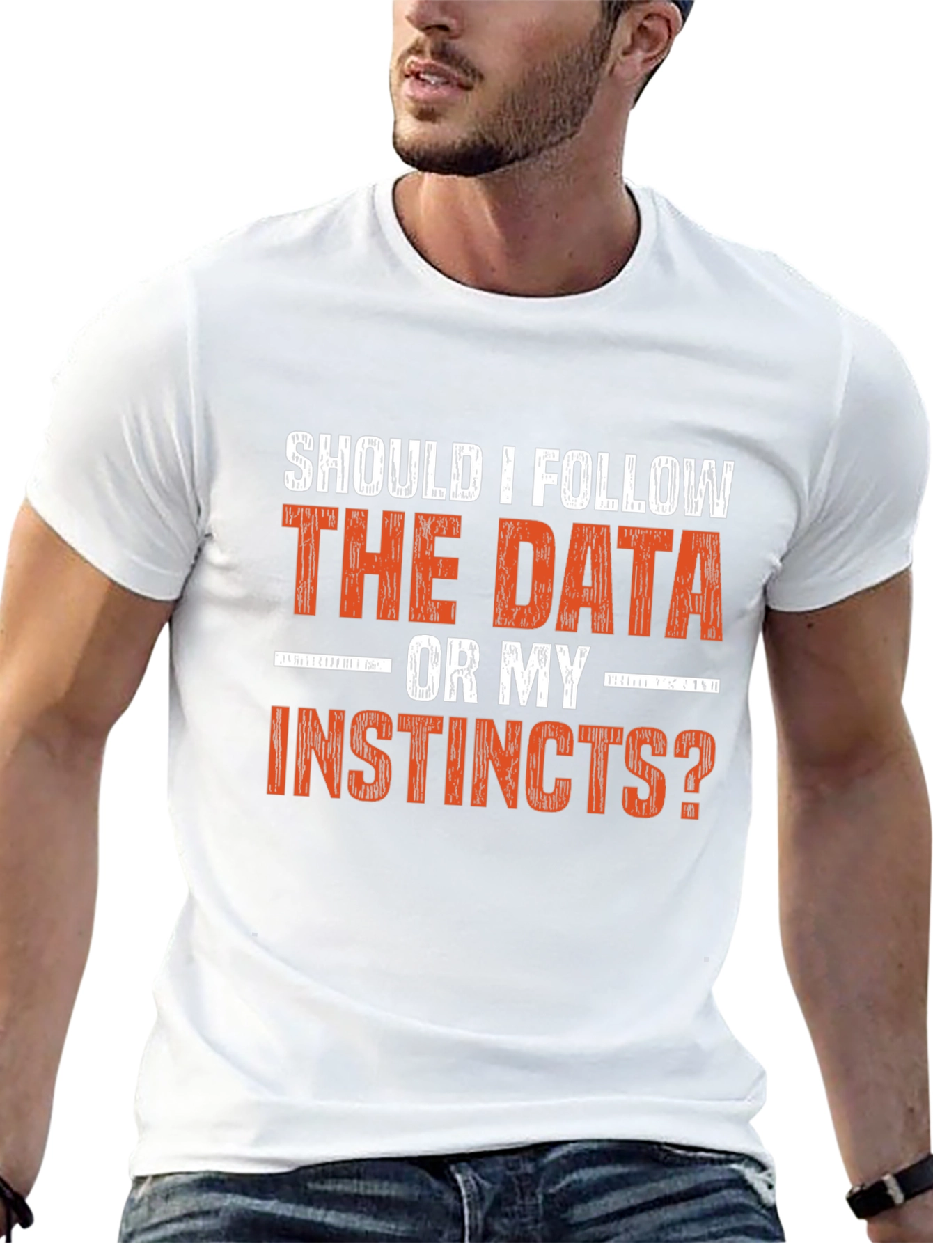 Black Data vs. Instincts Graphic Tee - Decision Maker Shirt view 13