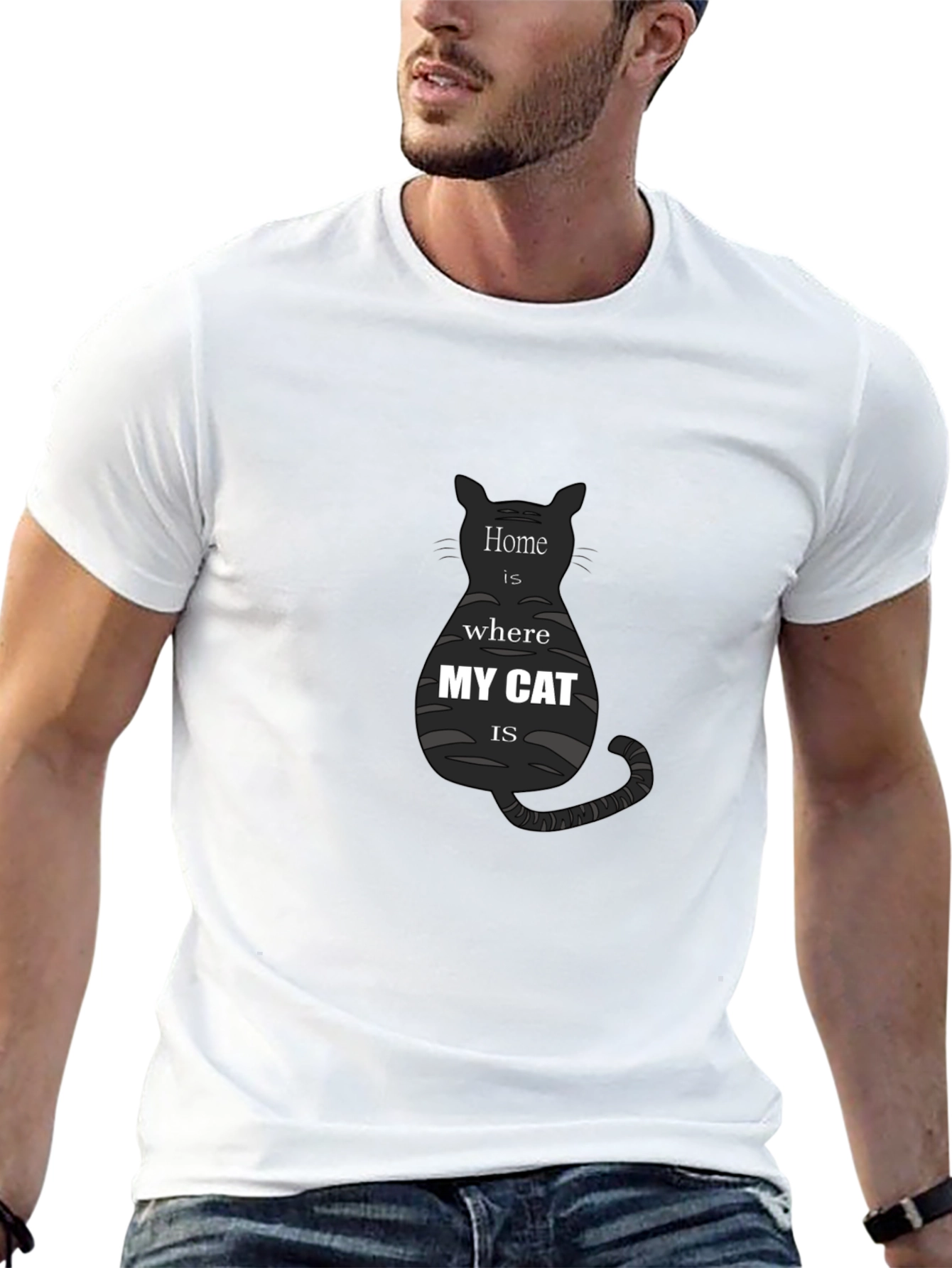 Black Cat Lover T-Shirt - Home is Where My Cat Is view 13