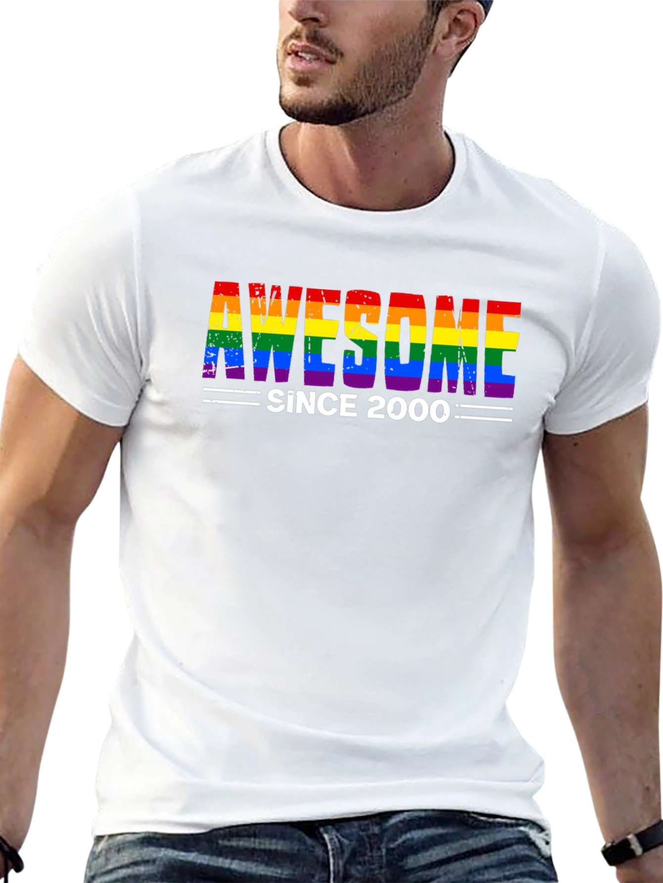 Black Awesome Since 2000 Rainbow Pride T-Shirt view 13