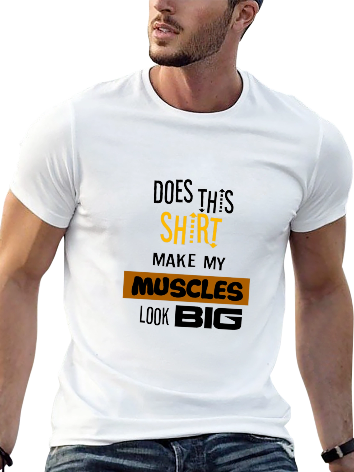 Black Muscle Humor Graphic Tee - Black Cotton T-Shirt view 13