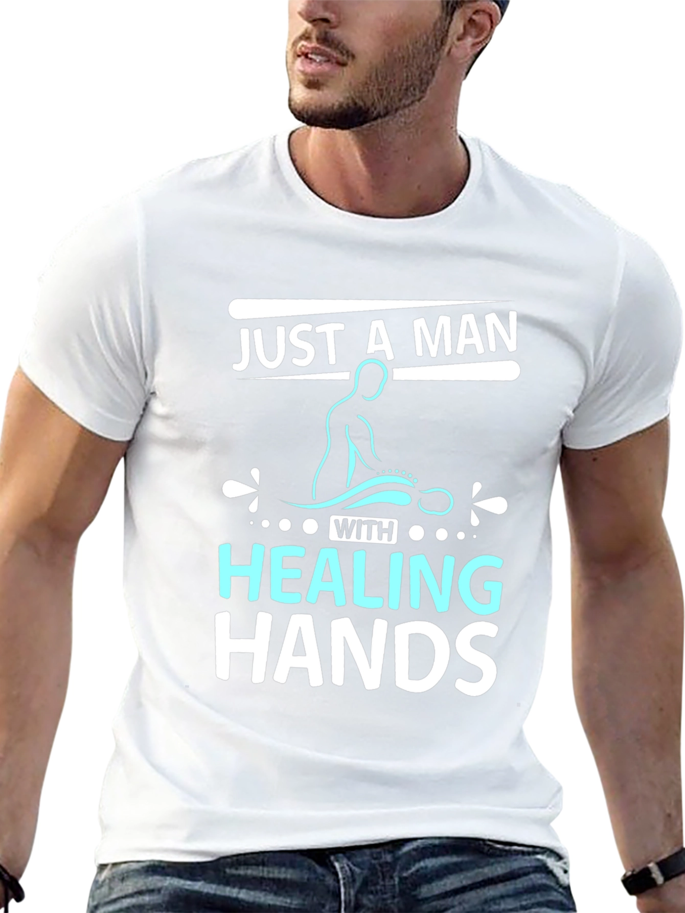 Black Just a Man With Healing Hands Black T-Shirt view 13