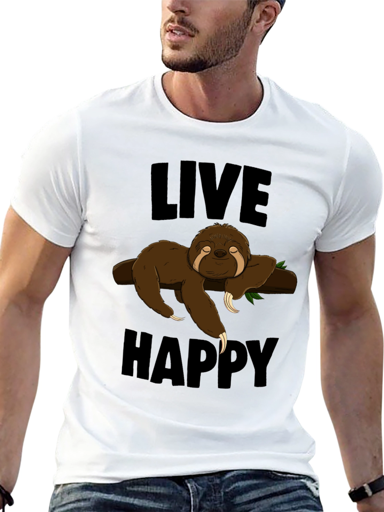 Black Live Happy Sloth Graphic T-Shirt - Comfort & Style view 13