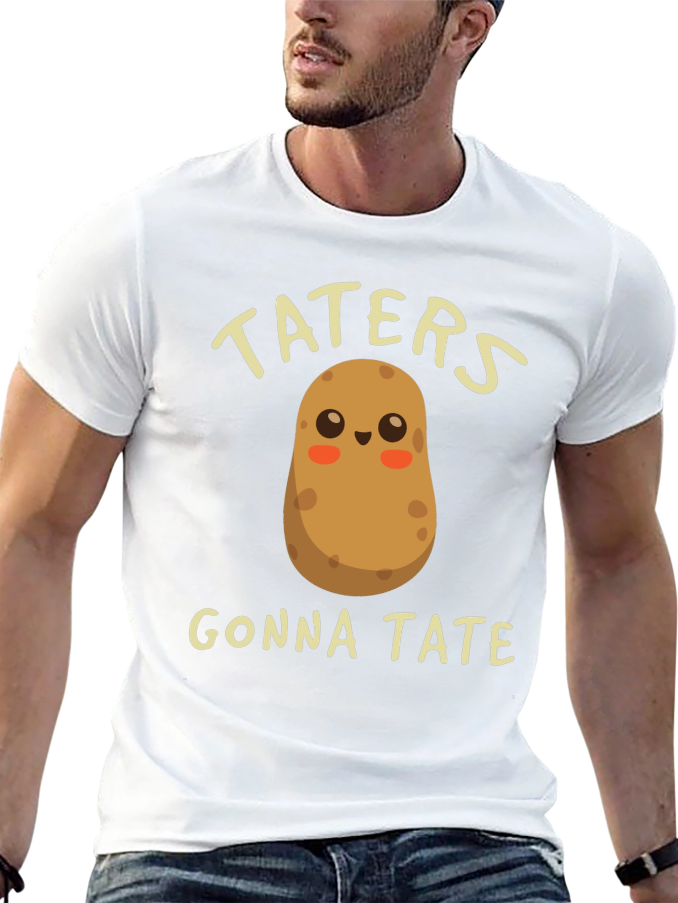 Black Funny Potato T-Shirt - Taters Gonna Tate - Novelty Tee view 13