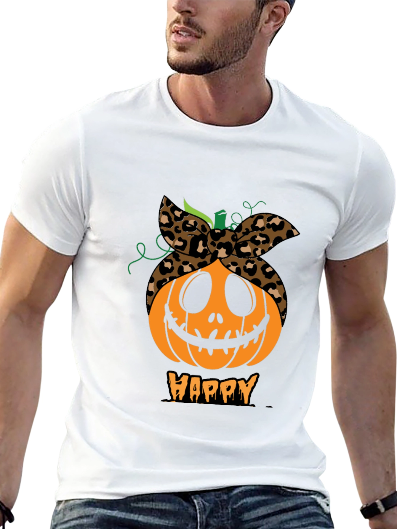 Black Happy Pumpkin Headband Graphic Tee view 13