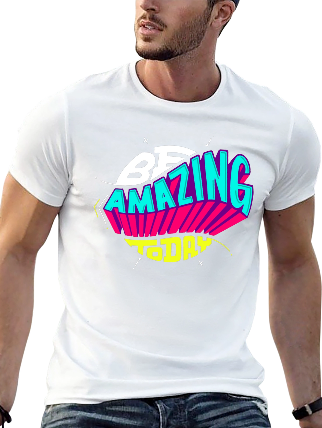 Black Be Amazing Today Black Graphic T-Shirt view 13