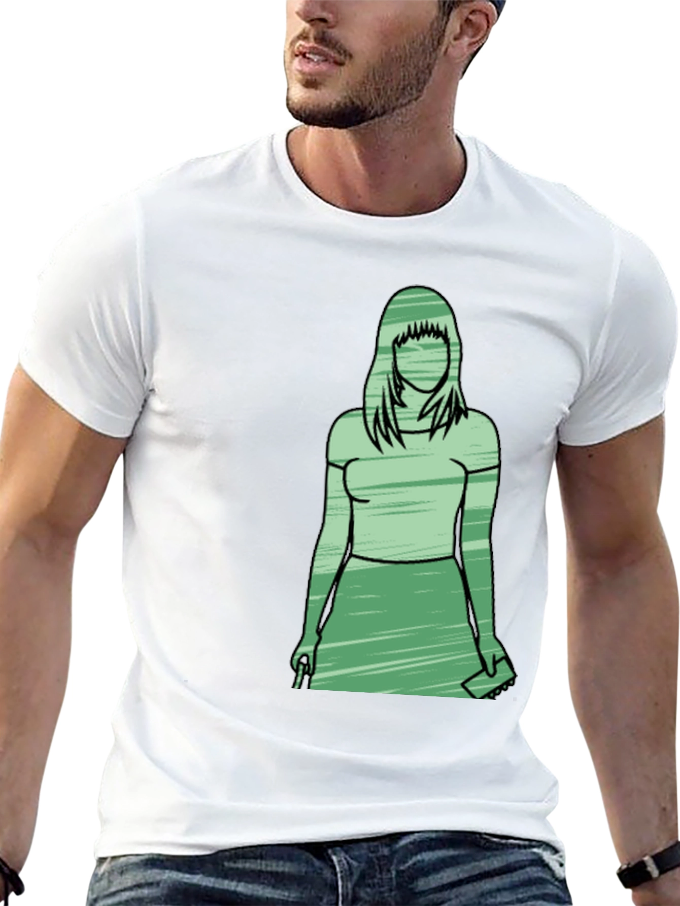 Black Silhouette Woman Graphic T-Shirt - Trendy Casual Wear view 13