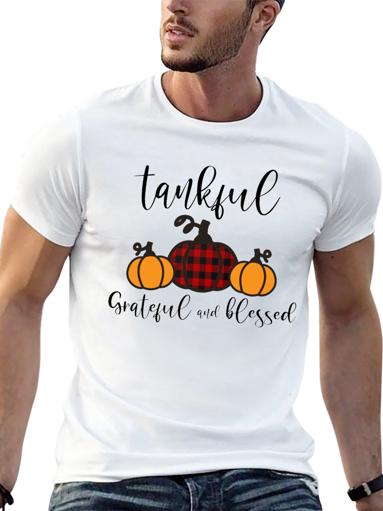 Thankful Grateful Blessed Pumpkin T-Shirt - 13