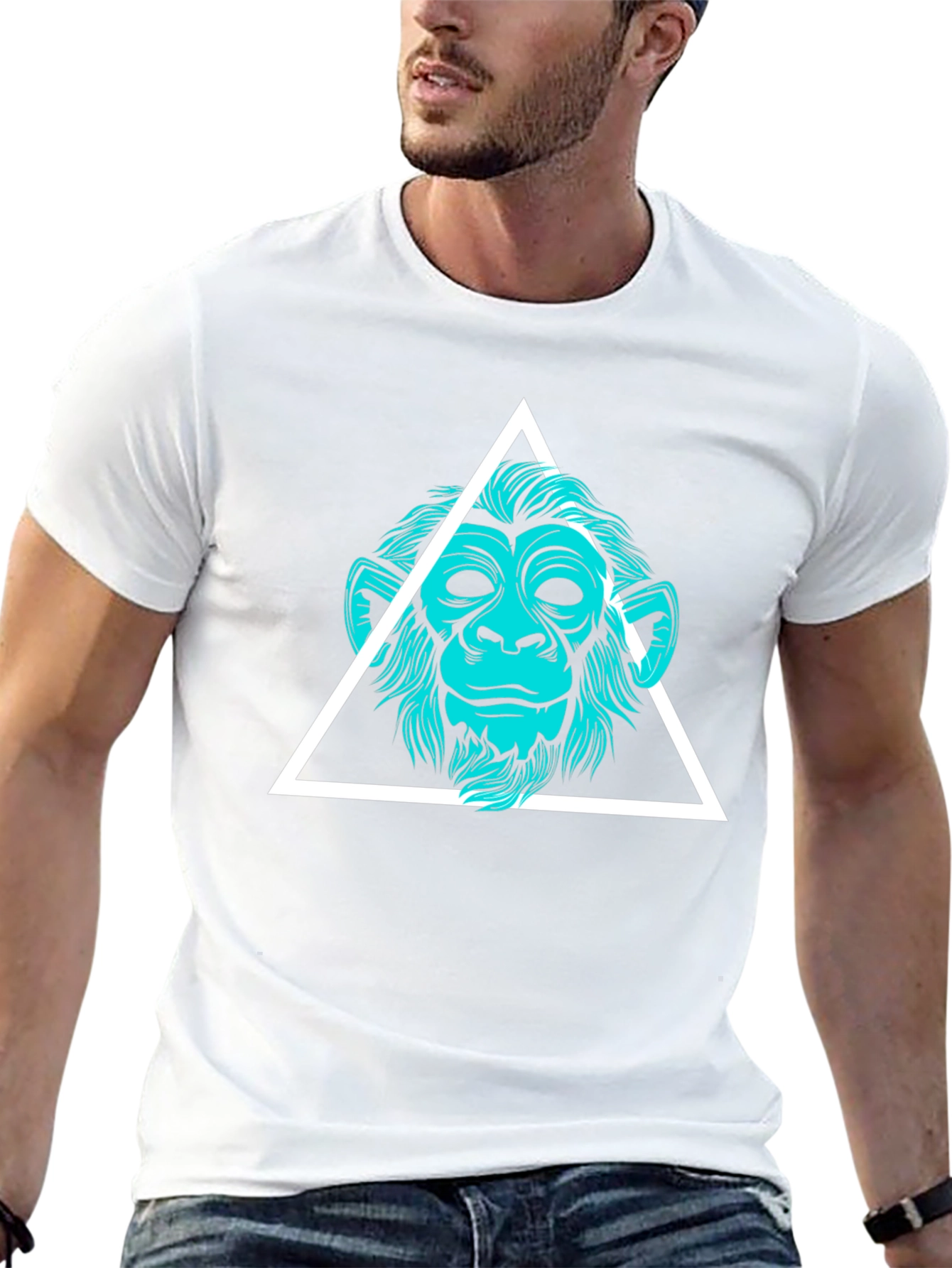 Black Geometric Monkey Graphic Tee view 13