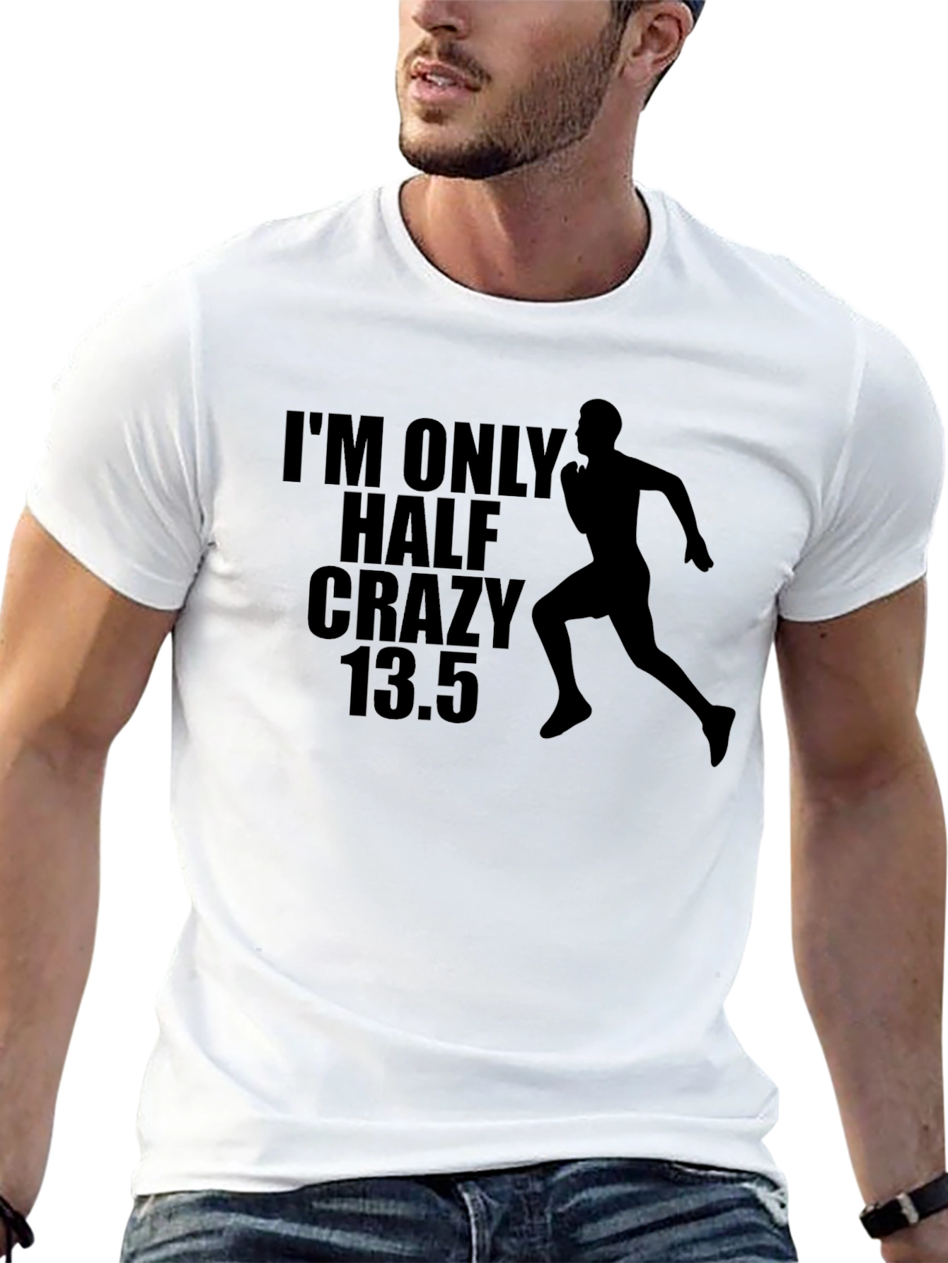 Black Half Crazy Marathon Runner T-Shirt view 13