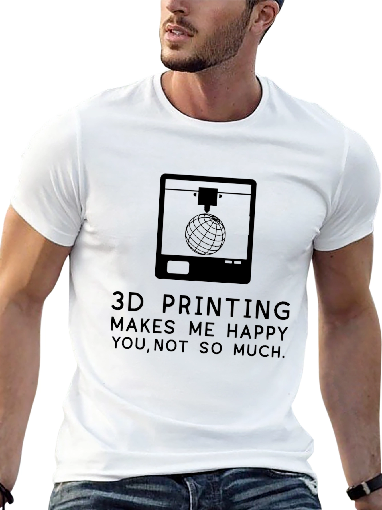 Black 3D Printing Makes Me Happy T-Shirt view 13