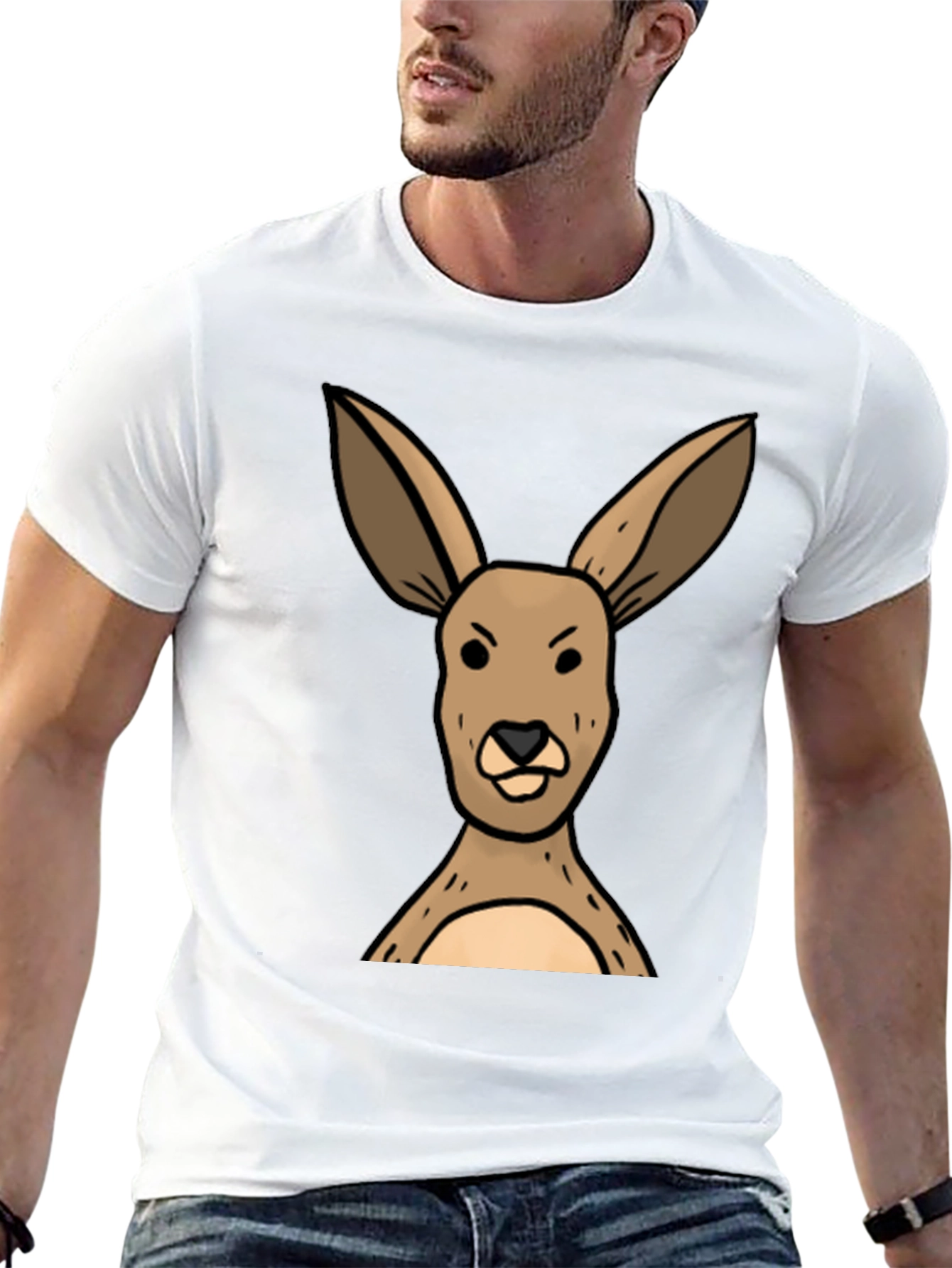 Black Funny Kangaroo Graphic Tee - Unisex Black T-Shirt view 13