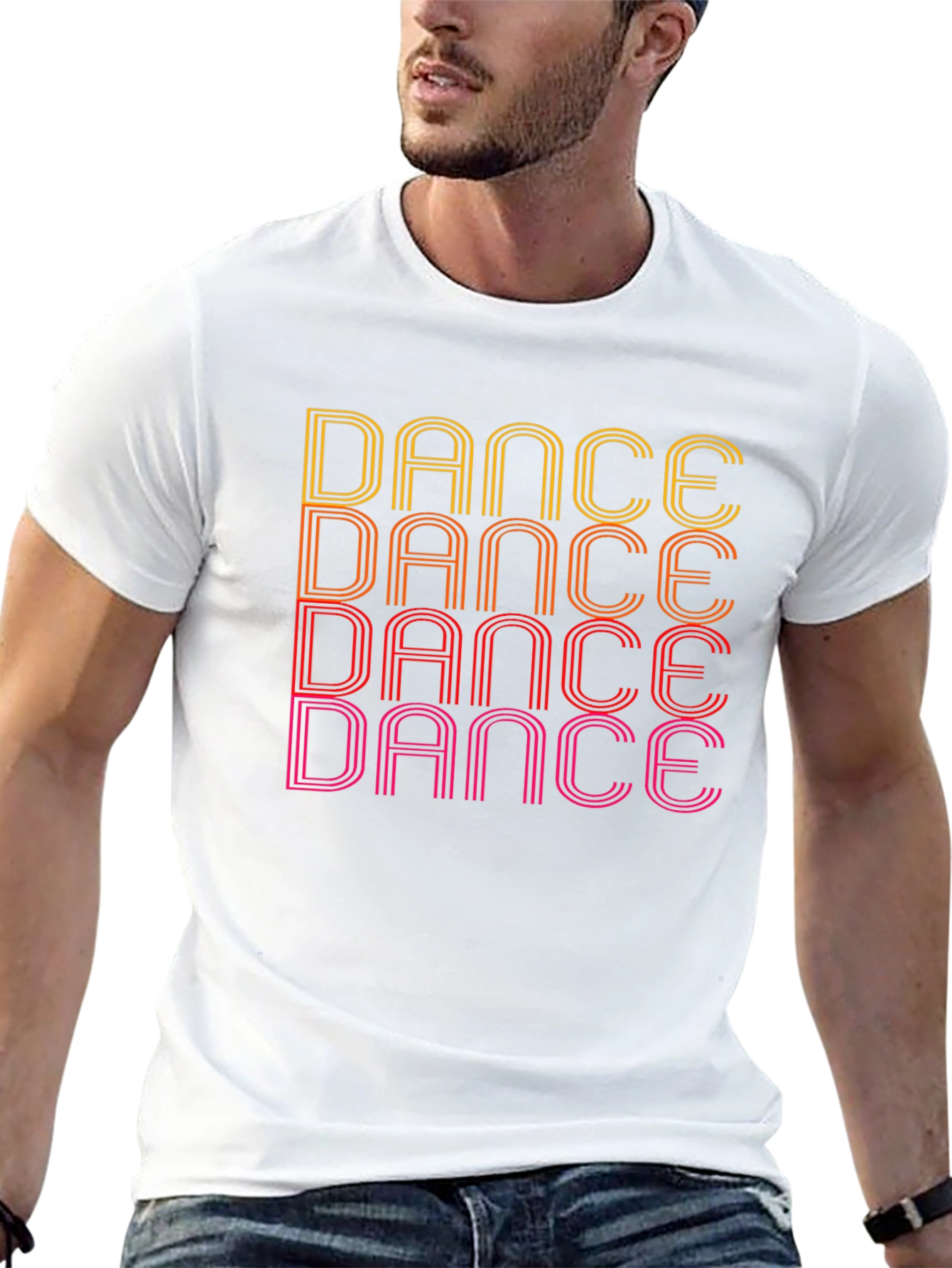 Black Retro Dance Graphic Tee - Black Cotton T-Shirt view 13