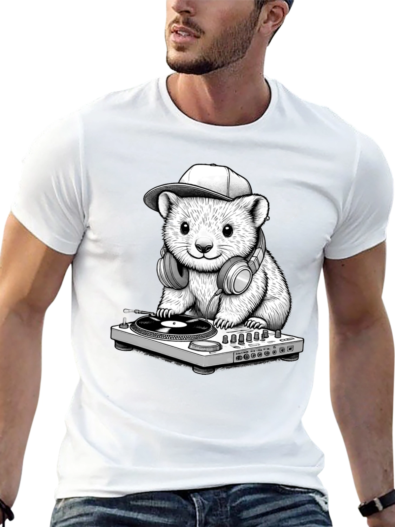 Black DJ Hamster Graphic T-Shirt view 13