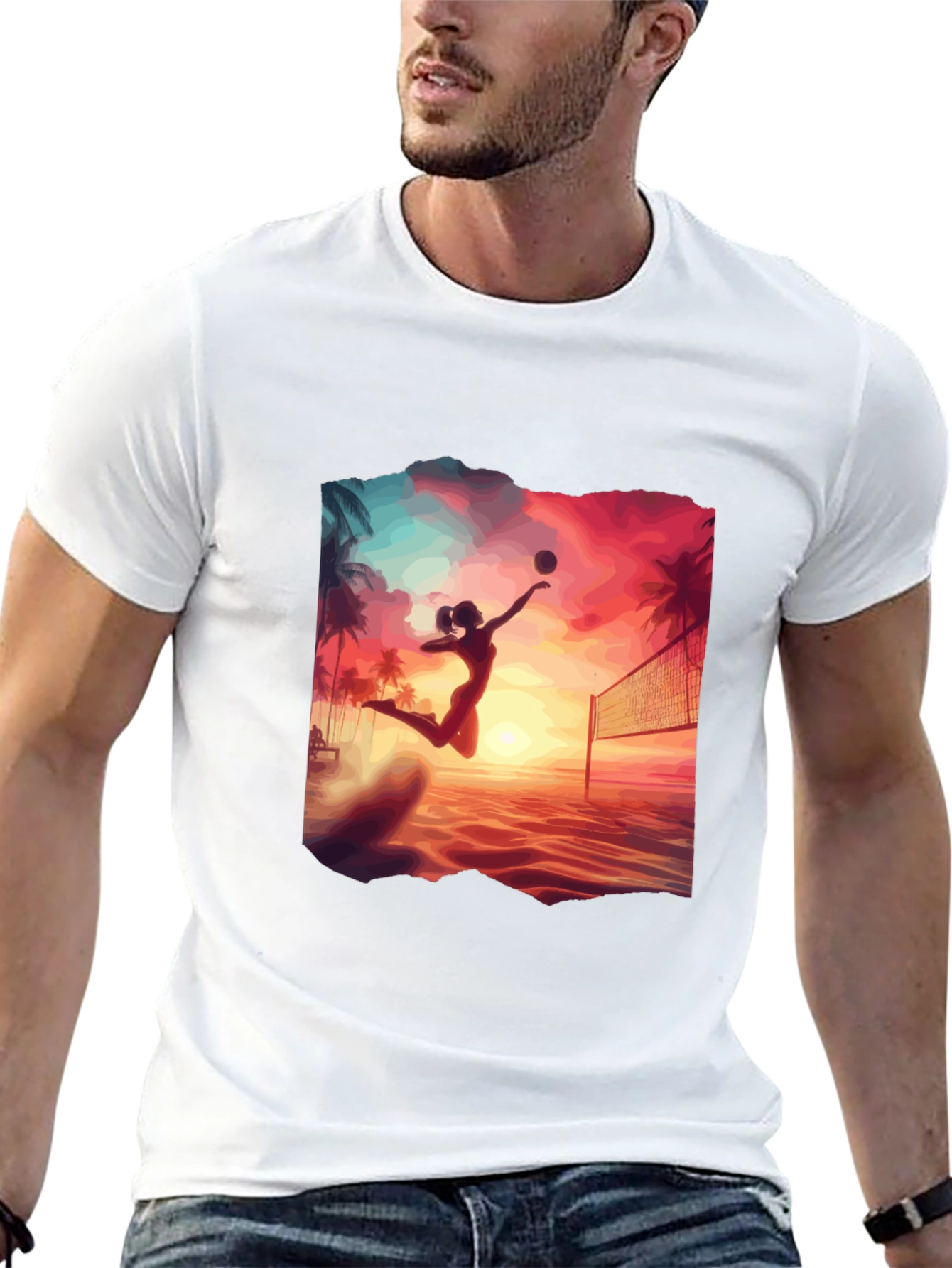 Black Sunset Volleyball T-Shirt view 13