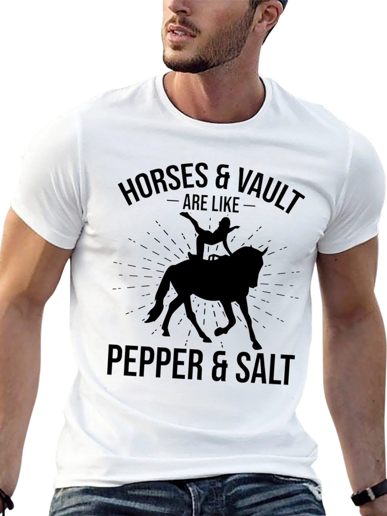 Black Horses & Vault Pepper & Salt Black T-Shirt view 13