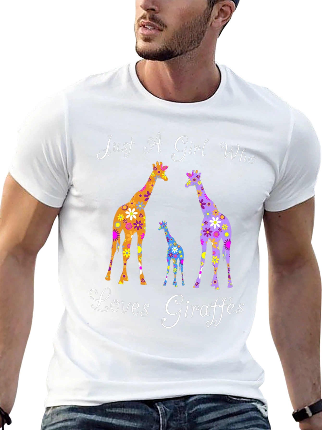 Black Giraffe Lover Graphic Tee | Women's Giraffe T-Shirt view 13
