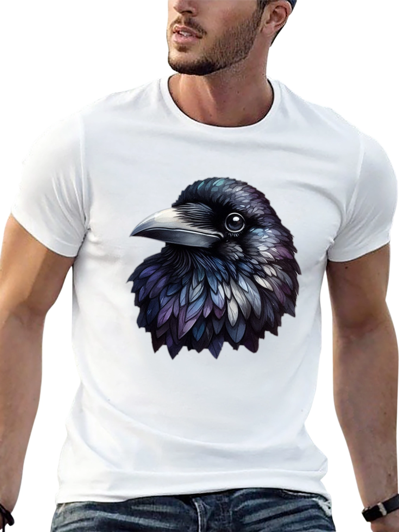 Black Raven Graphic Tee - Unique Bird Design view 13