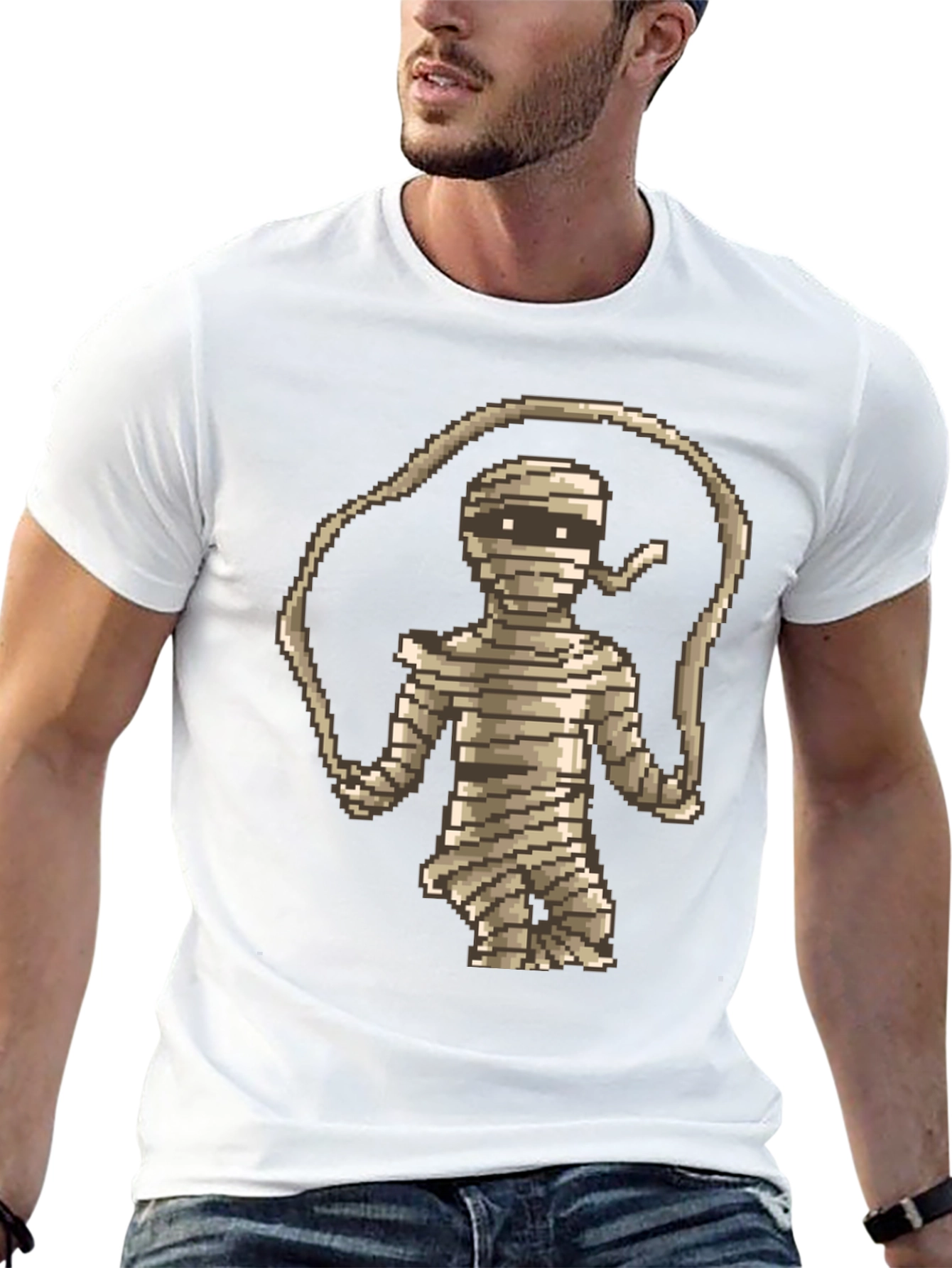 Black Pixel Mummy T-Shirt - Retro Gaming Style view 13