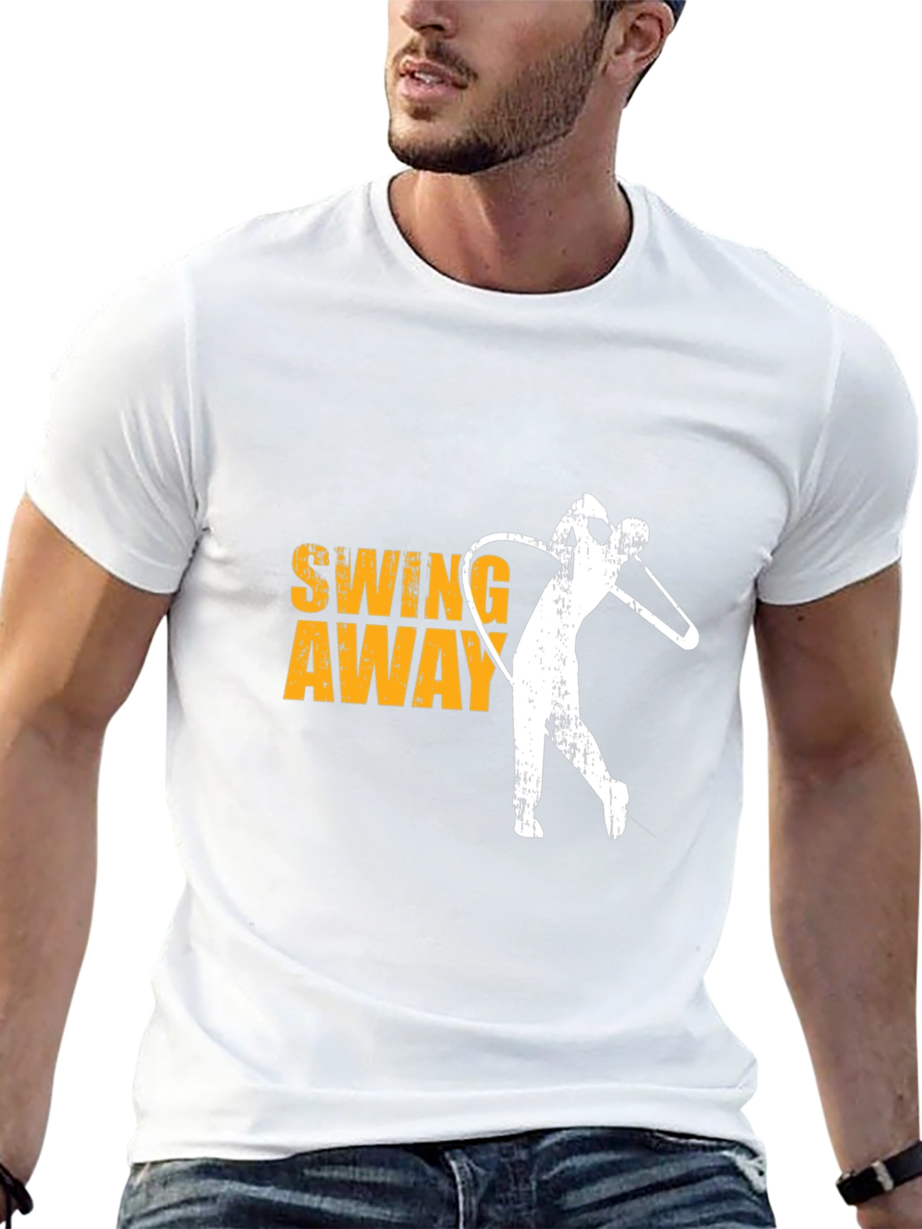Black Golf Swing Away Tee - Black Cotton Graphic T-Shirt view 13