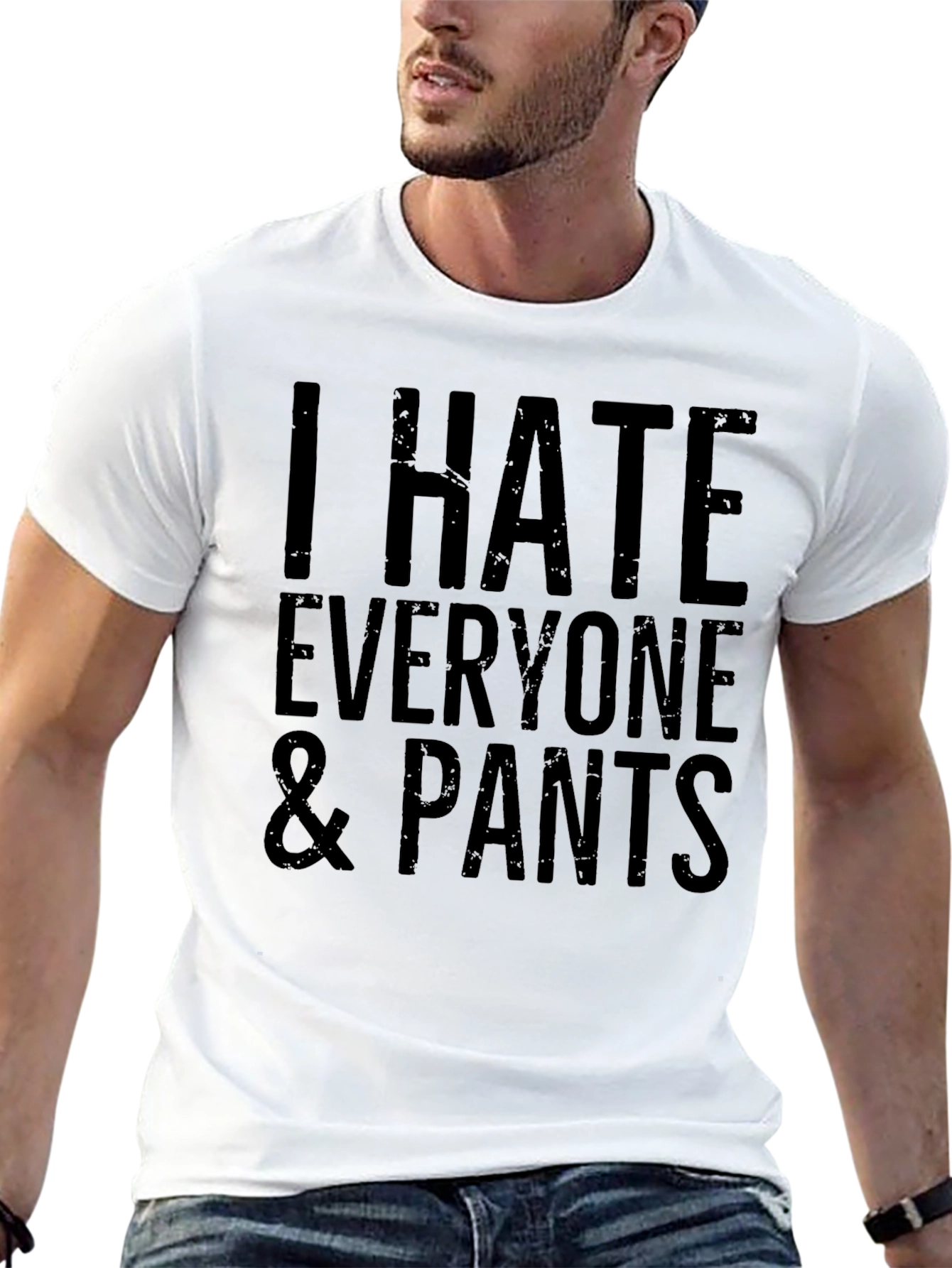 Black I Hate Everyone & Pants Graphic T-Shirt view 13