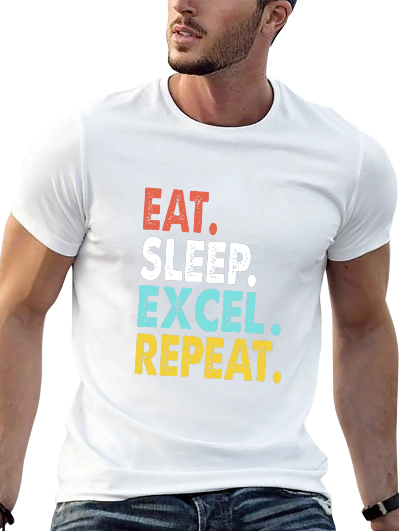 Black Eat Sleep Excel Repeat T-Shirt view 13
