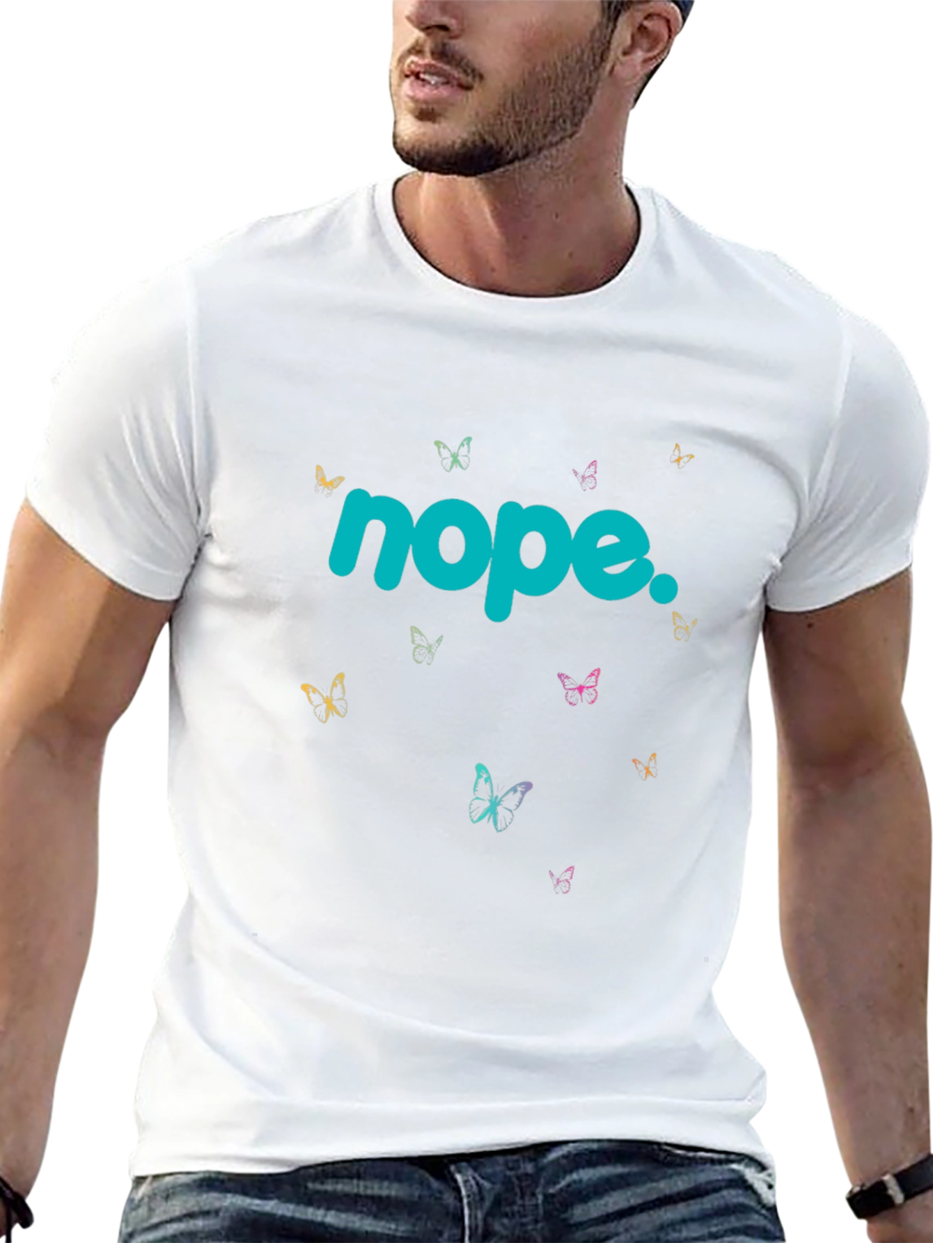 Black Nope Butterfly Graphic T-Shirt - Casual Black Tee view 13