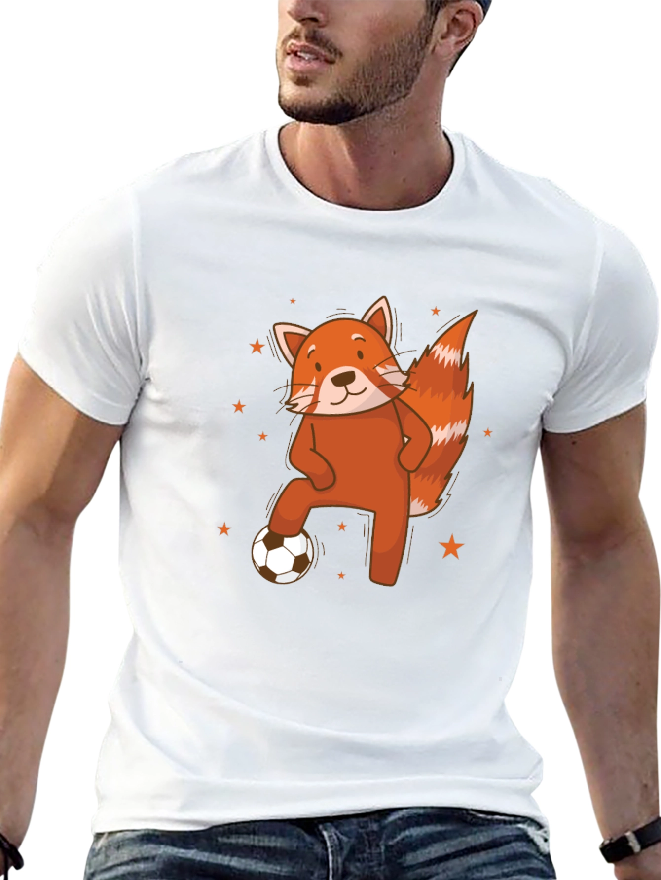 Black Red Panda Soccer T-Shirt - Cute Animal Tee view 13