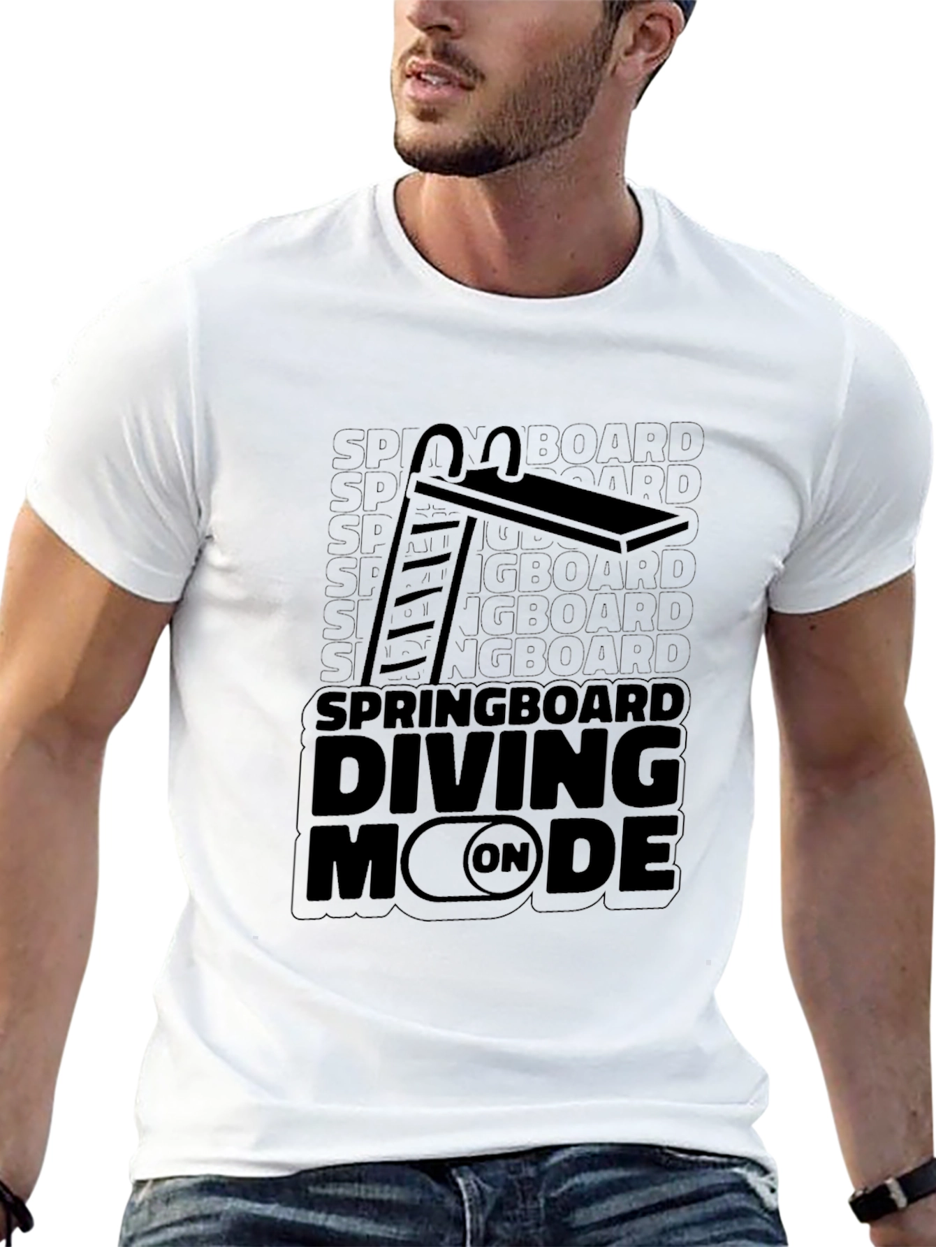 Black Springboard Diving Mode On T-Shirt view 13