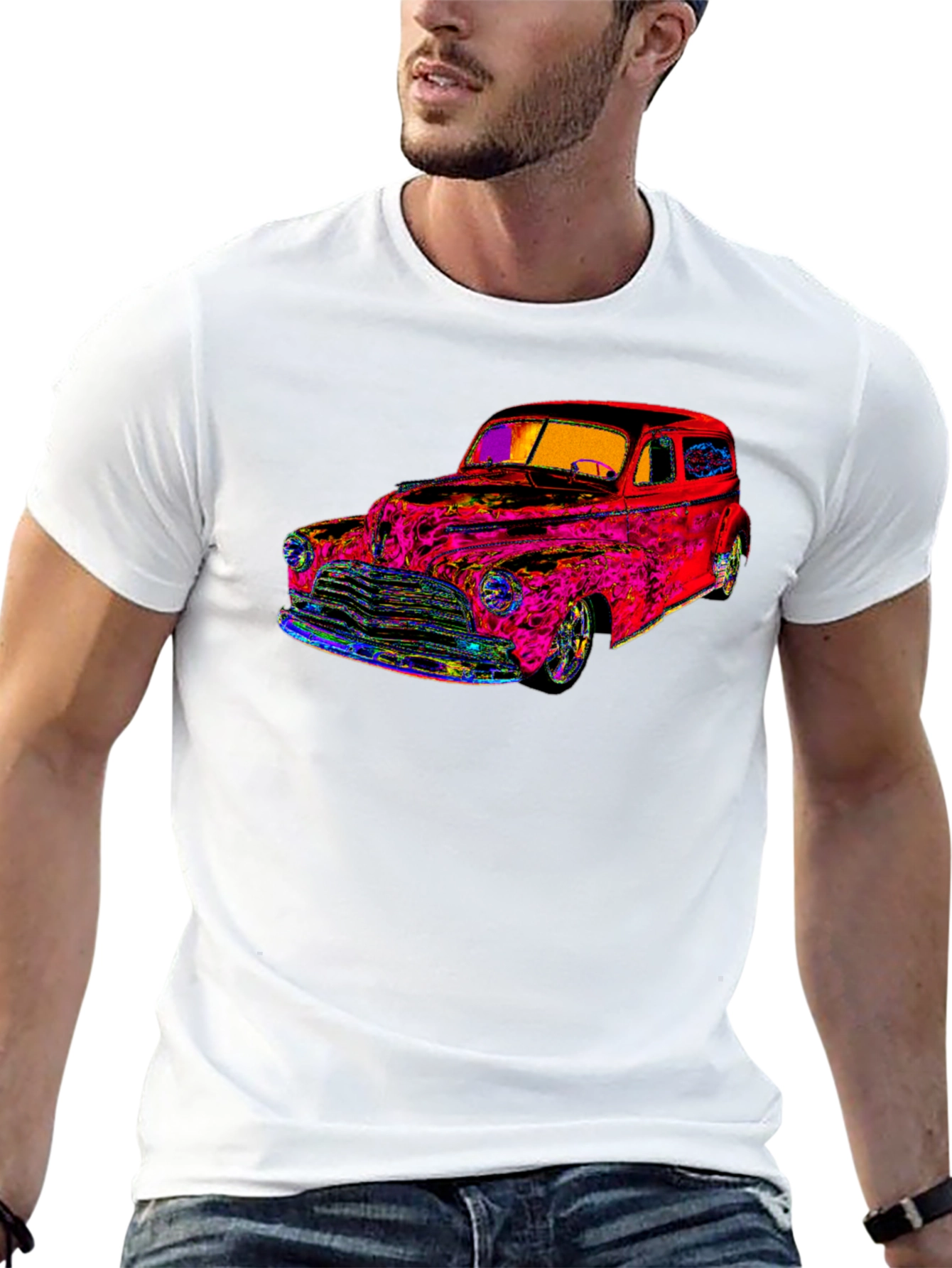 Black Vibrant Classic Car Graphic Tee - Stylish & Unique view 13