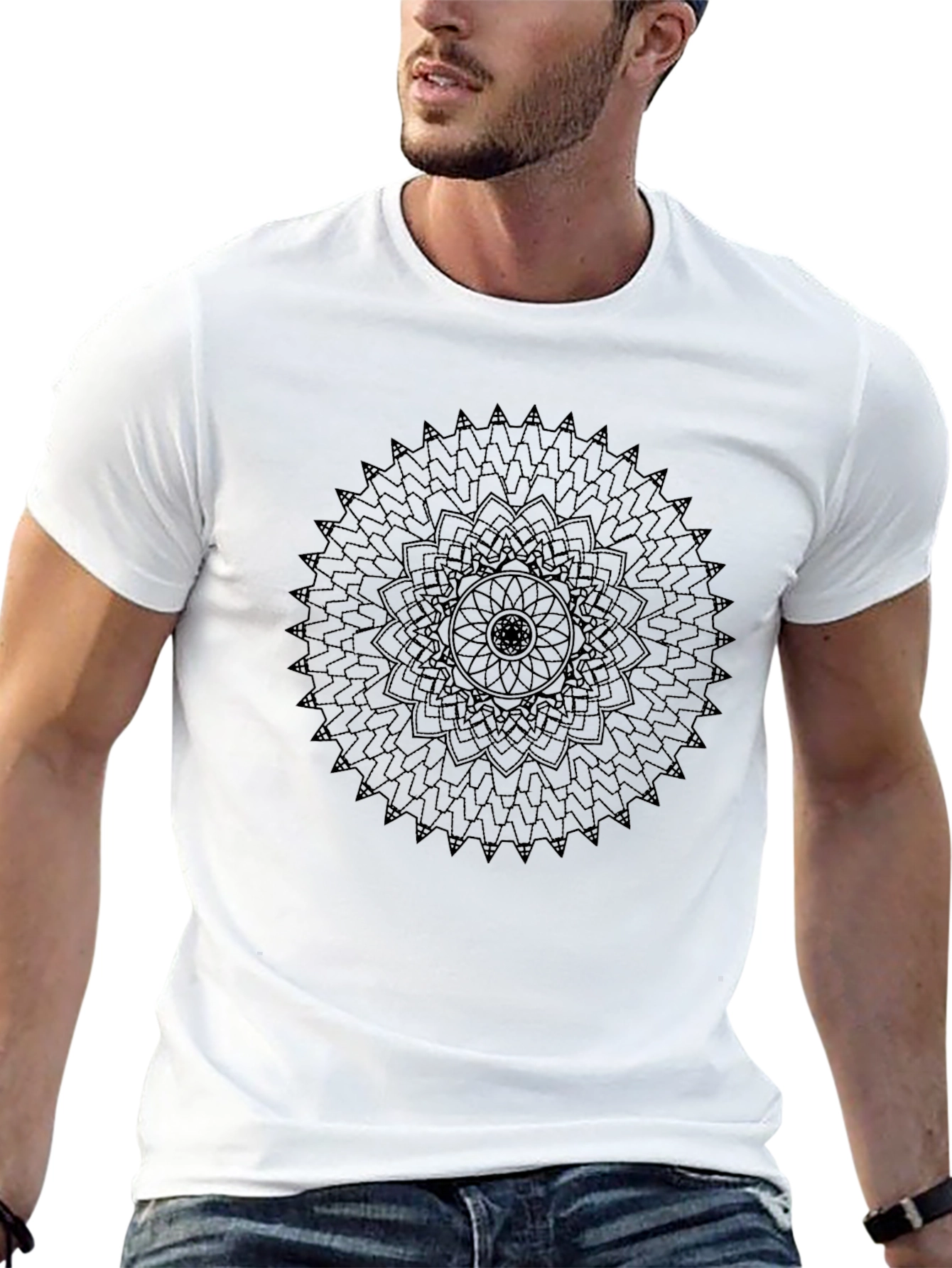 Black Mandala Graphic Print Black T-Shirt view 13