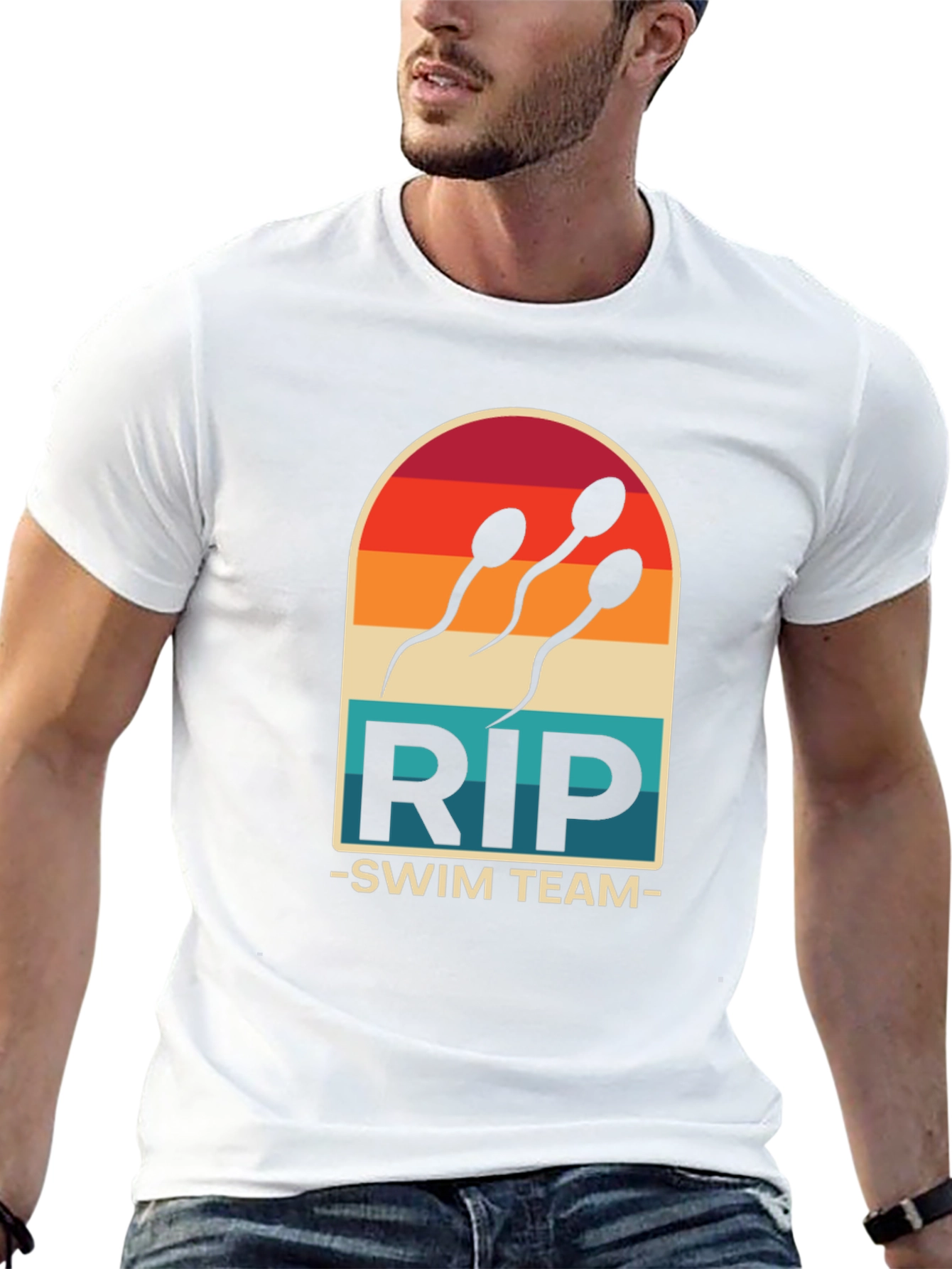 Black RIP Swim Team T-Shirt - Funny Sperm Design Tee view 13
