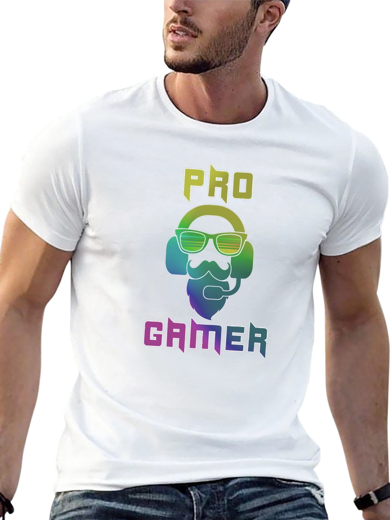 Black Pro Gamer T-Shirt - Black Cotton Tee with Colorful Graphic view 13