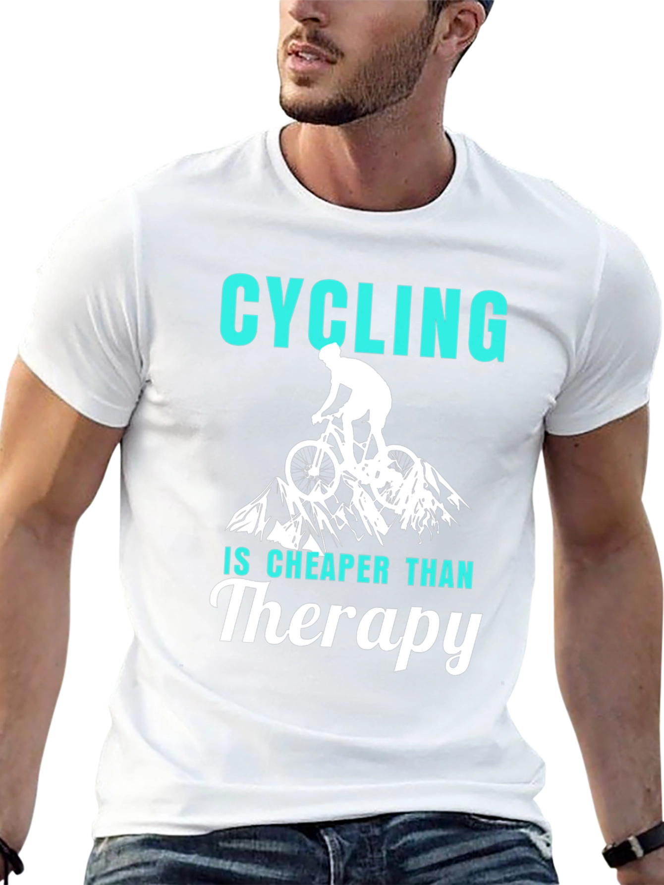 Black Cycling Cheaper Than Therapy Graphic T-Shirt view 13