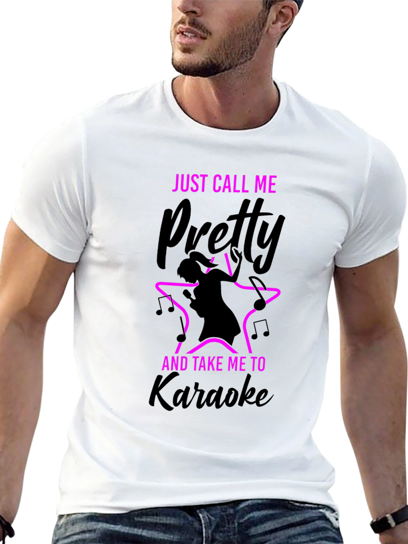 Black Just Call Me Pretty Karaoke T-Shirt view 13