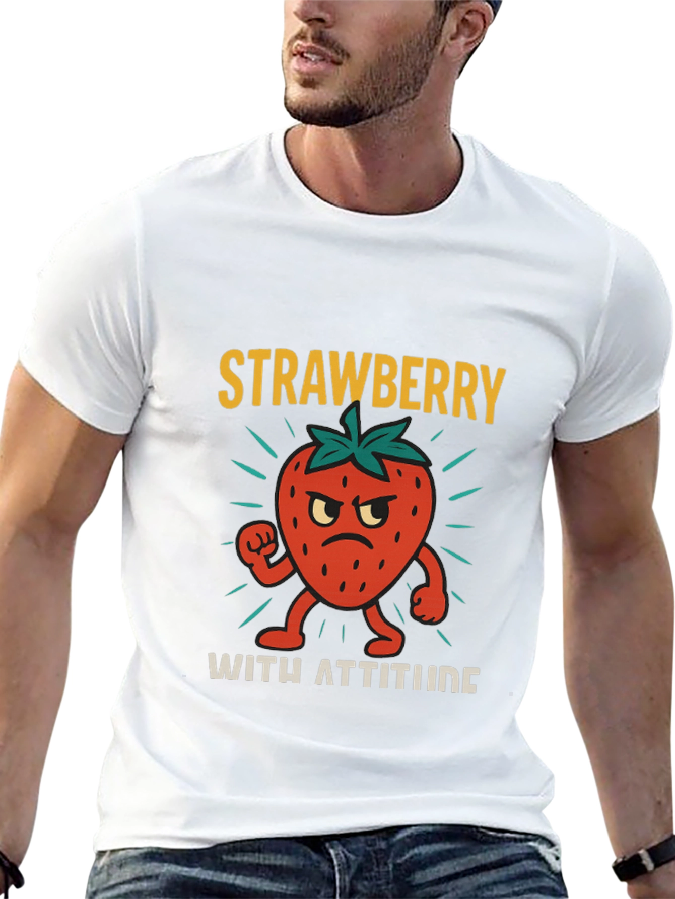 Black Strawberry With Attitude Graphic T-Shirt view 13