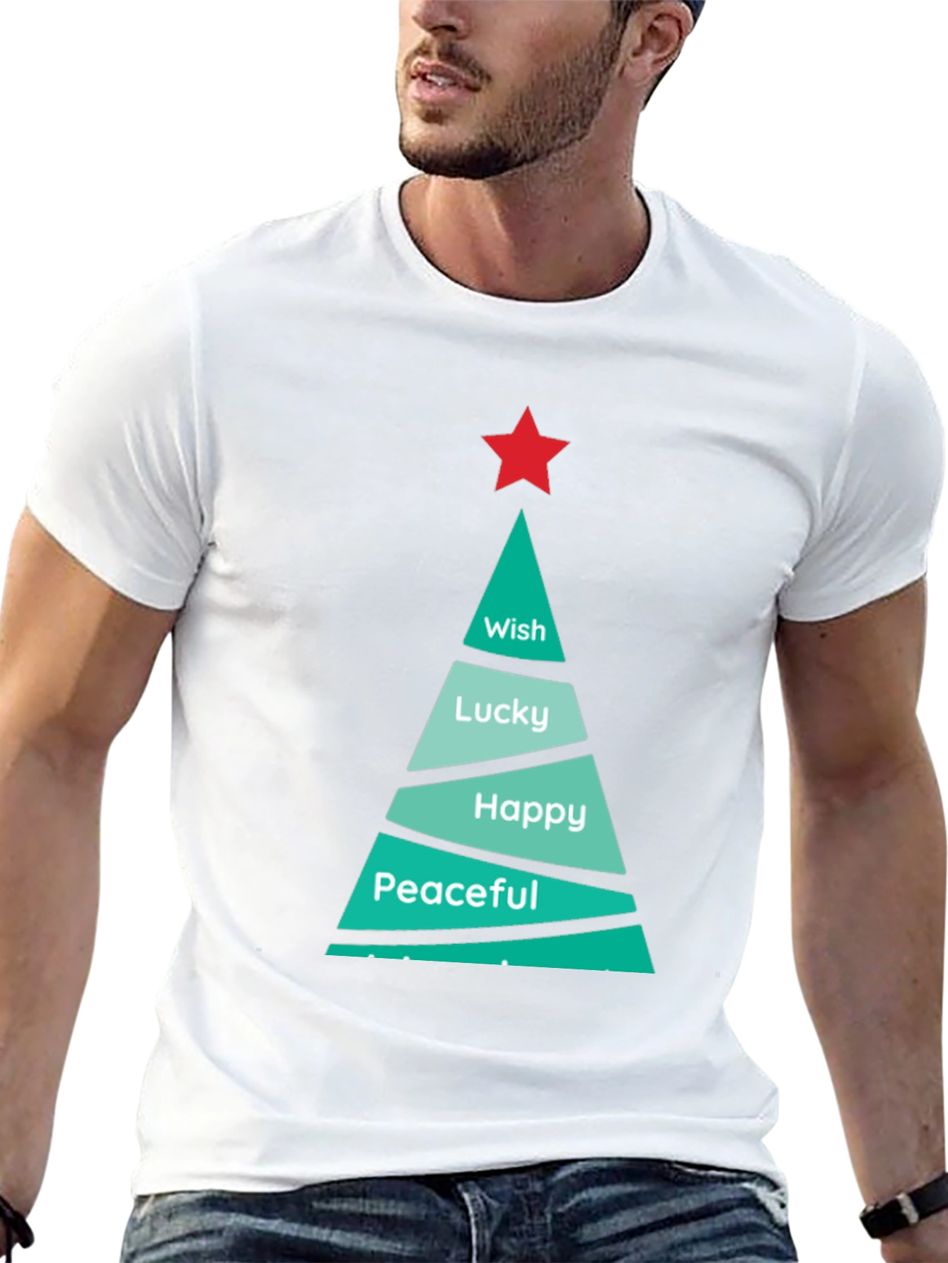 Black Festive Christmas Tree Wish T-Shirt view 13