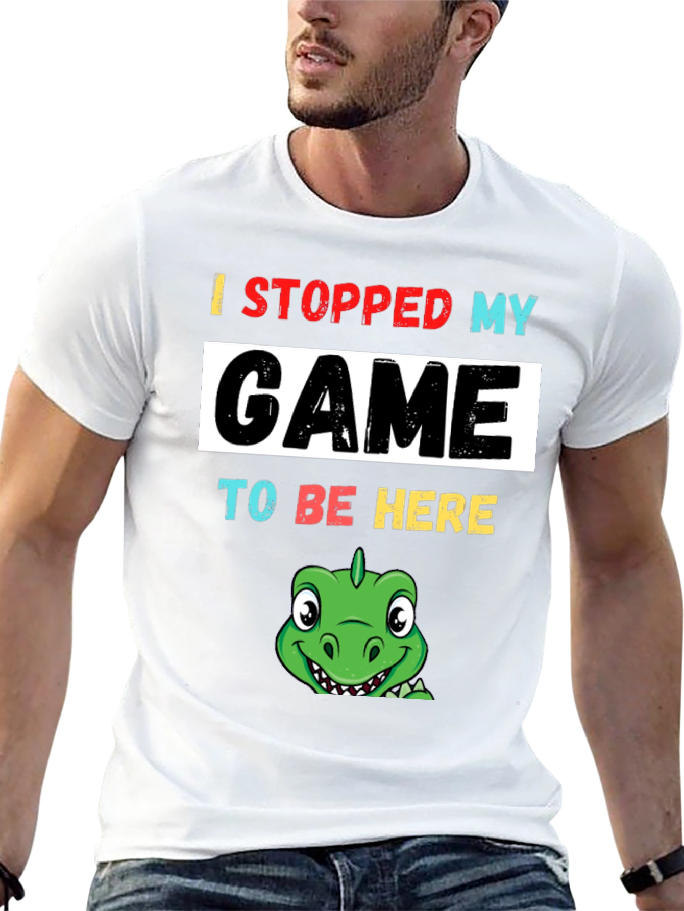 Black Gamer Dino T-Shirt: Stopped My Game To Be Here view 13