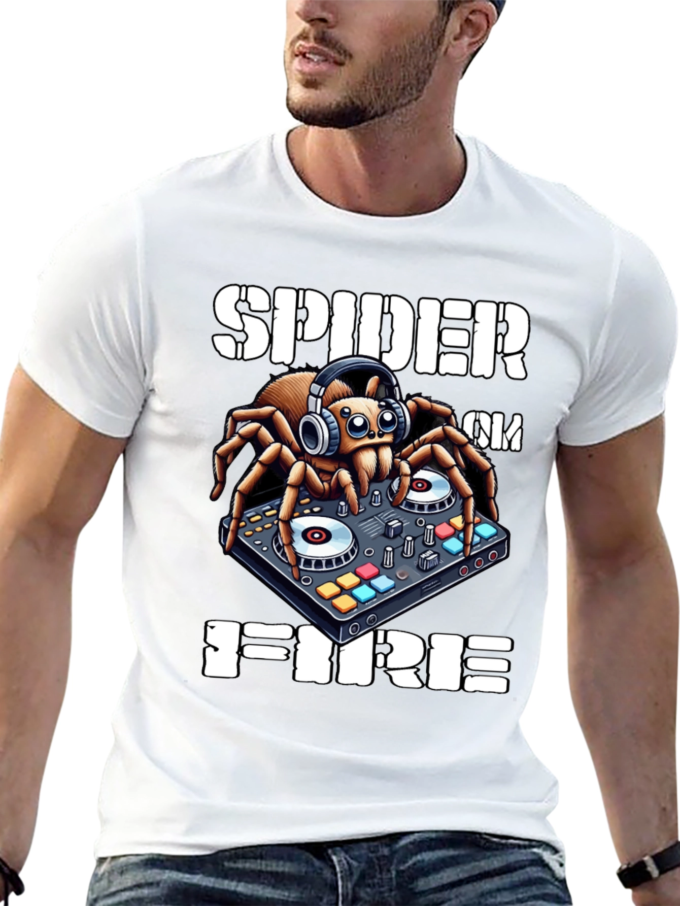 Black Spider DJ T-Shirt - Spider on Fire view 13