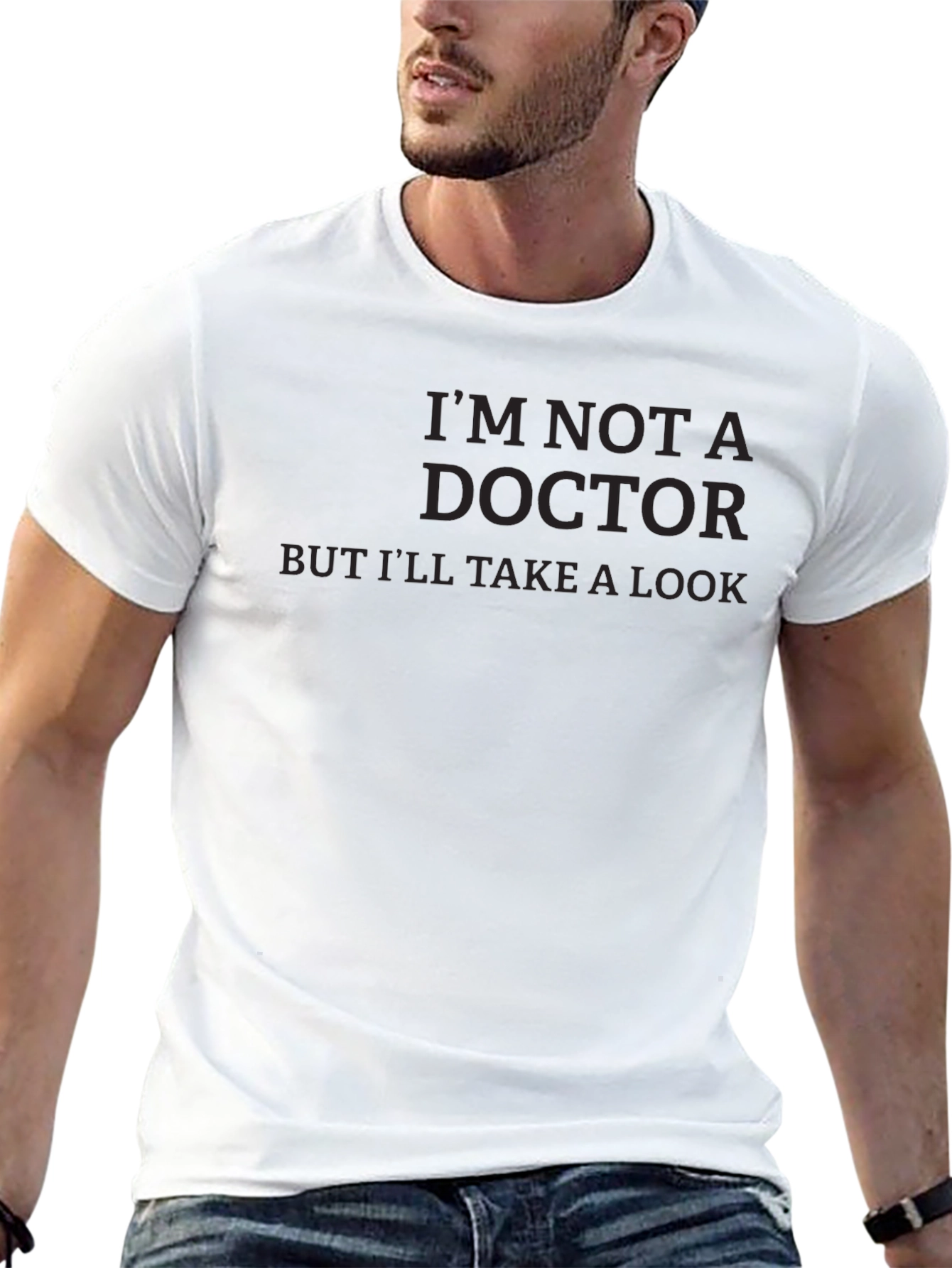 Black Funny "I'm Not A Doctor" Graphic T-Shirt view 13