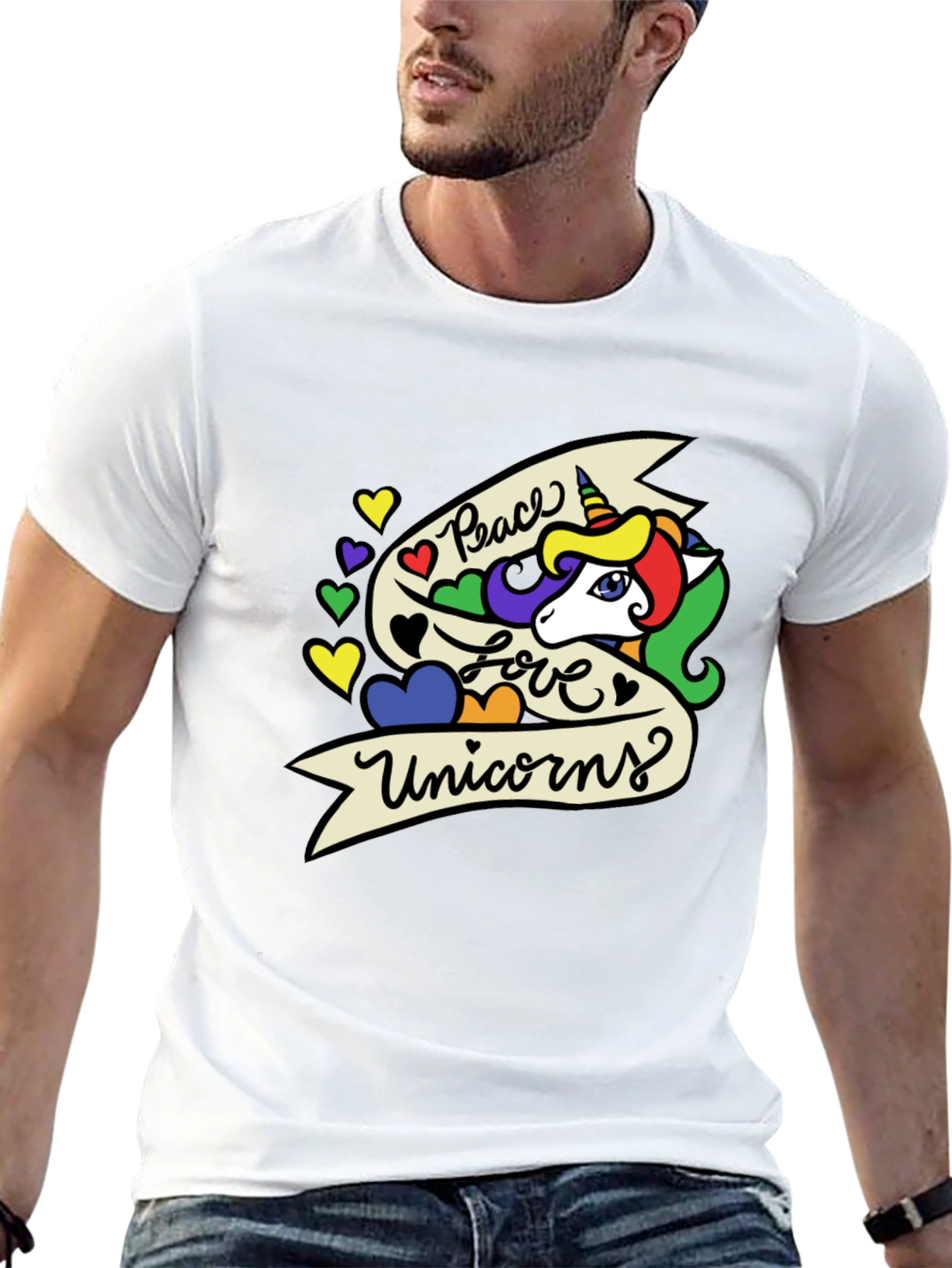 Peace Love Unicorns Graphic T-Shirt - Black - 13