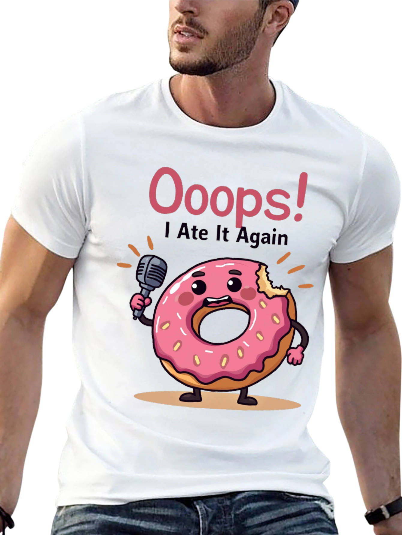 Black Funny Donut Graphic T-Shirt - Ooops! I Ate It Again view 13