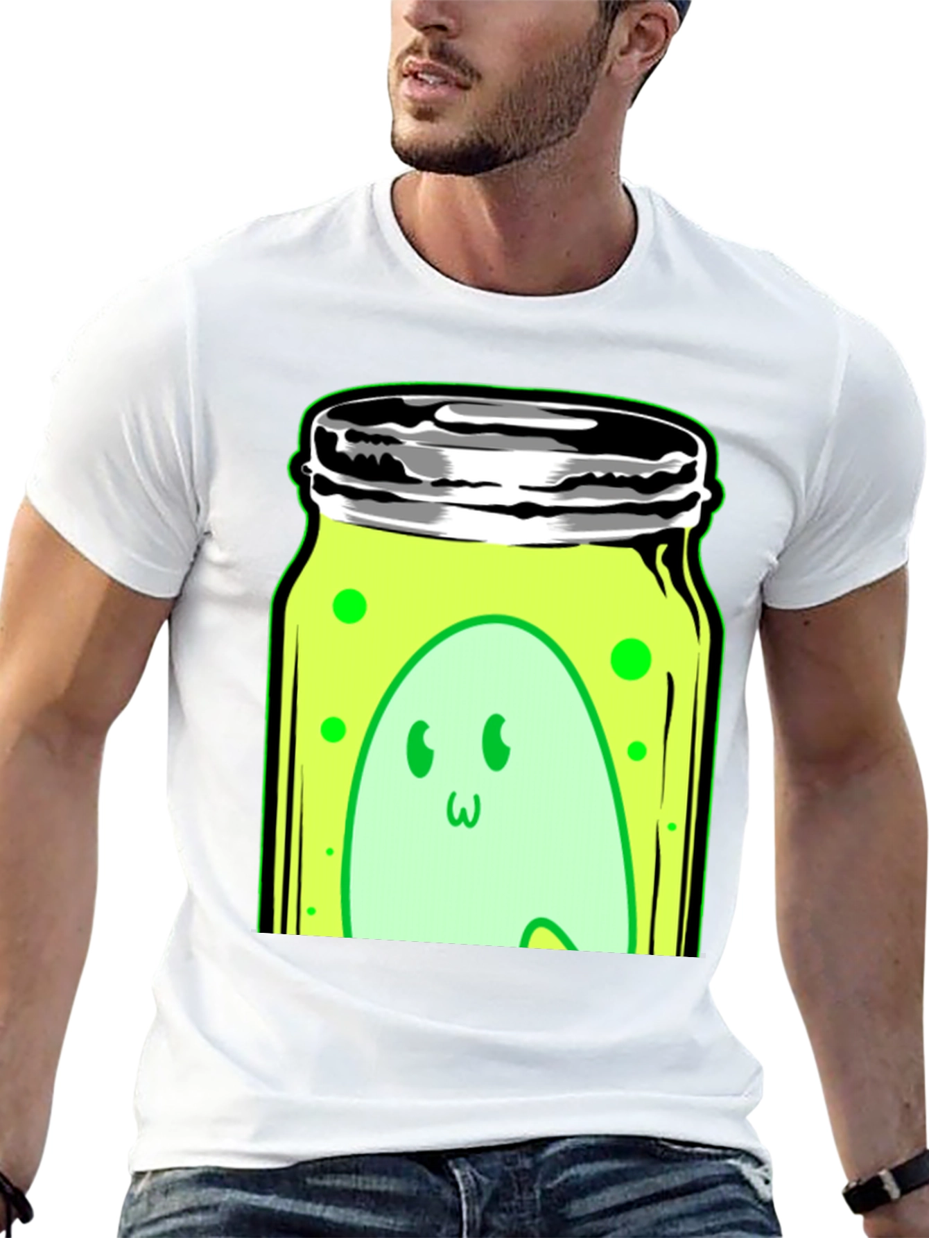 Black Ghost in a Jar Graphic Tee - Black Cotton Blend view 13