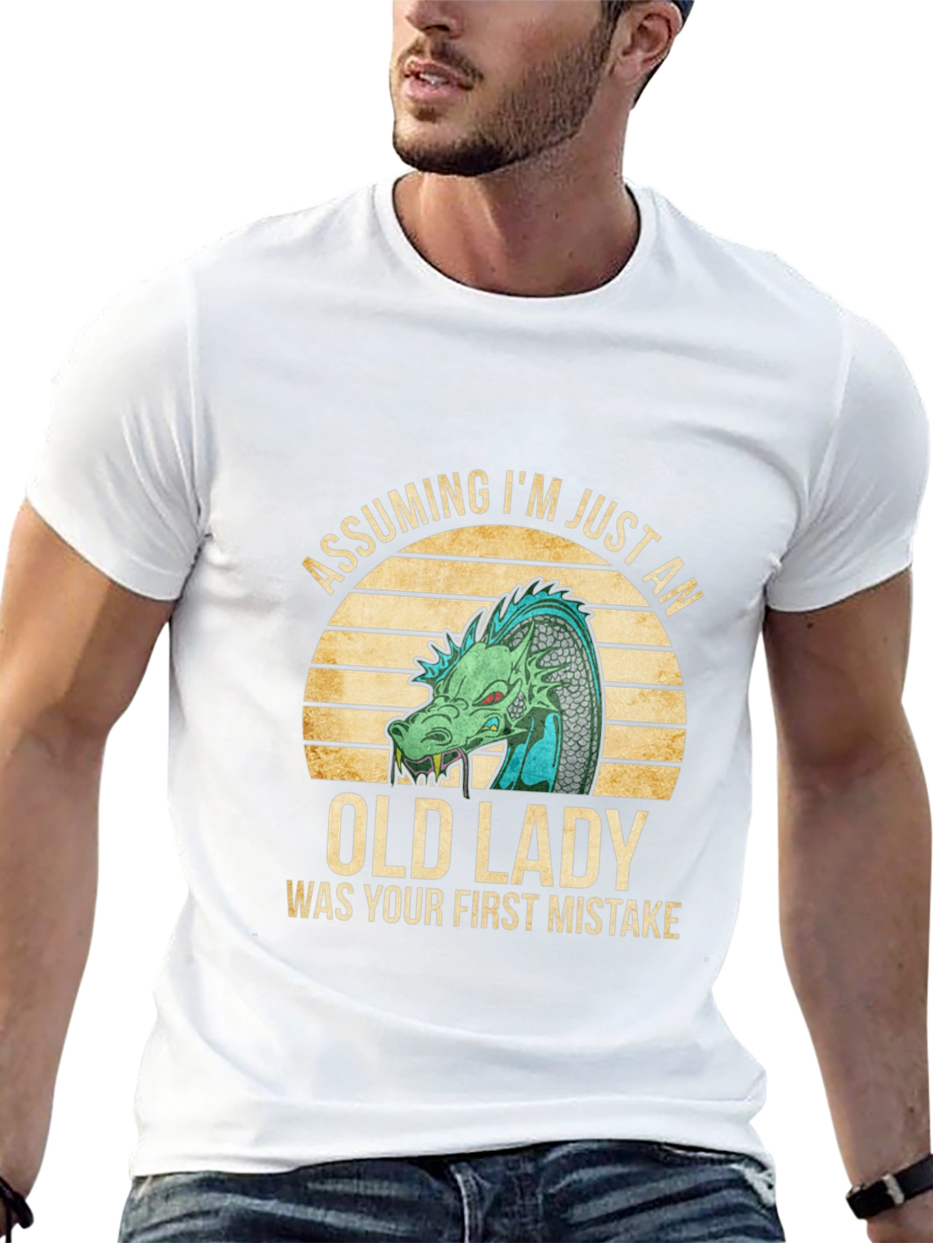 Black Assuming I'm Just an Old Lady Dragon T-Shirt view 13