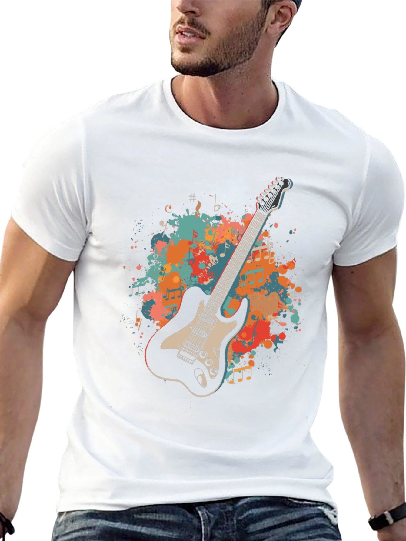 Black Guitar Graphic Tee - Music Lover's T-Shirt view 13