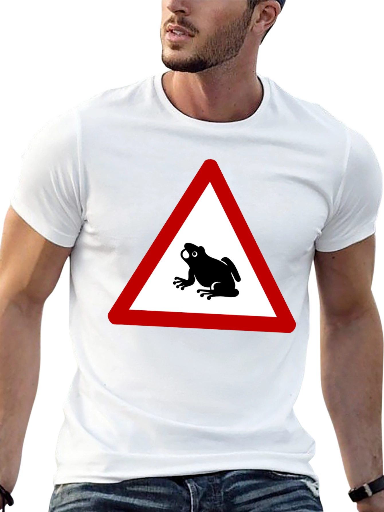 Black Frog Warning Sign Black T-Shirt view 13