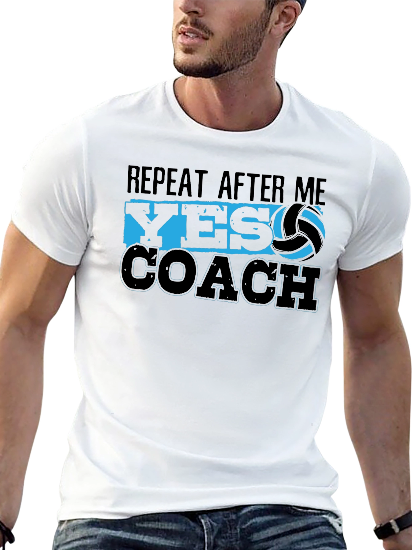 Black Volleyball Coach T-Shirt - Repeat After Me Yes Coach view 13