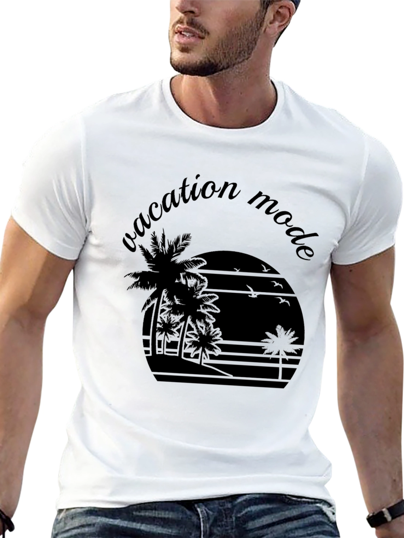 Black Vacation Mode T-Shirt - Palm Tree Graphic Tee view 13